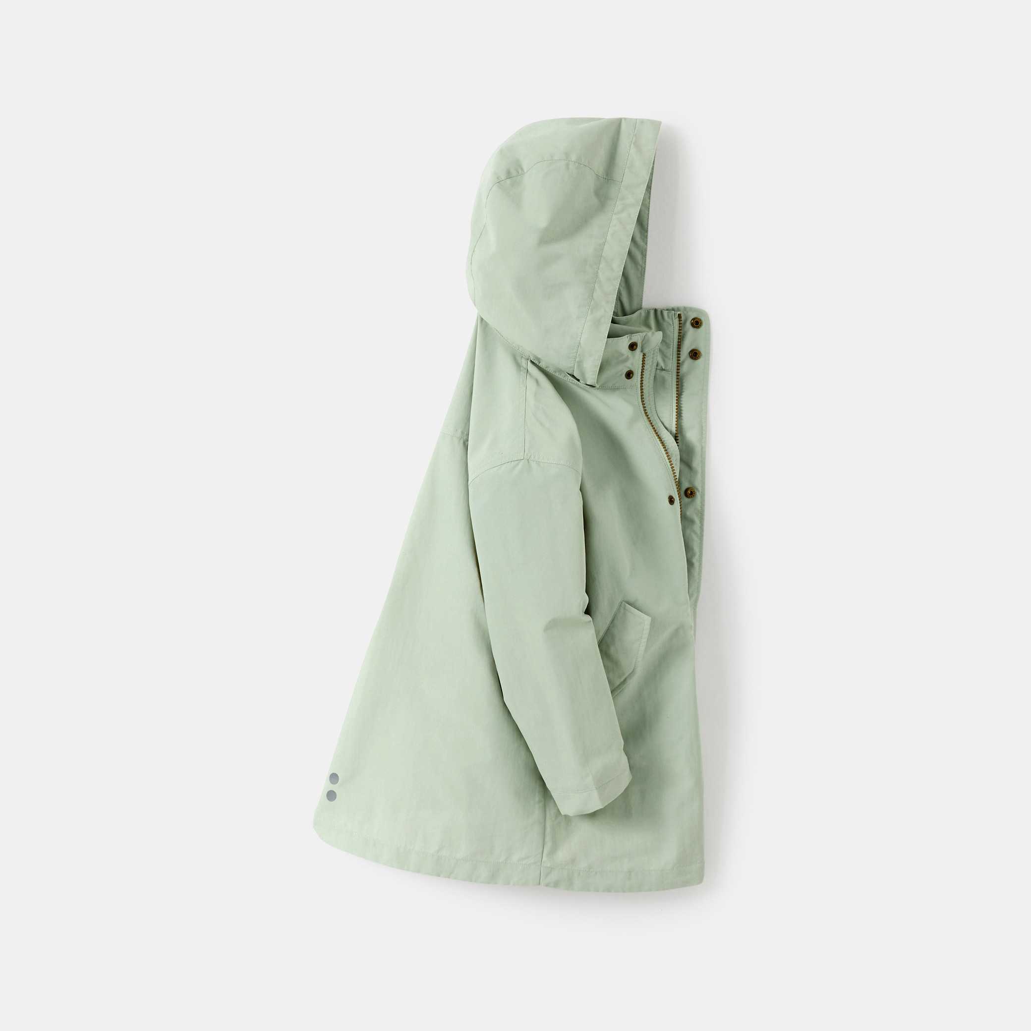 Parka à capuche vert fille - Gris écume