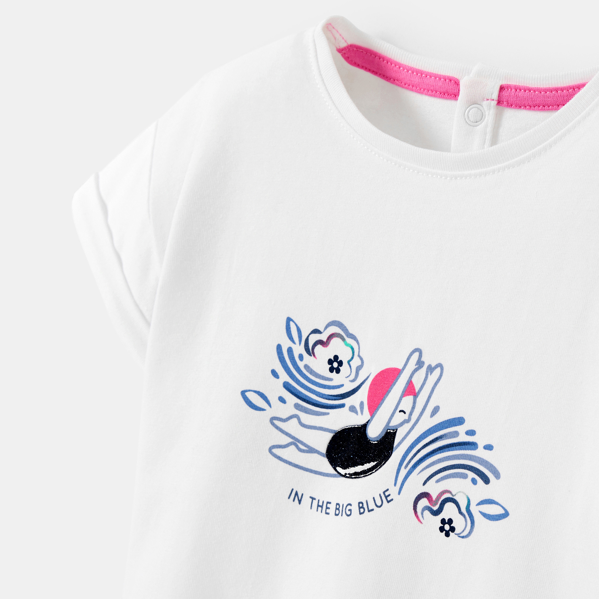 T-shirt nageuse blanc bébé fille - Blanc