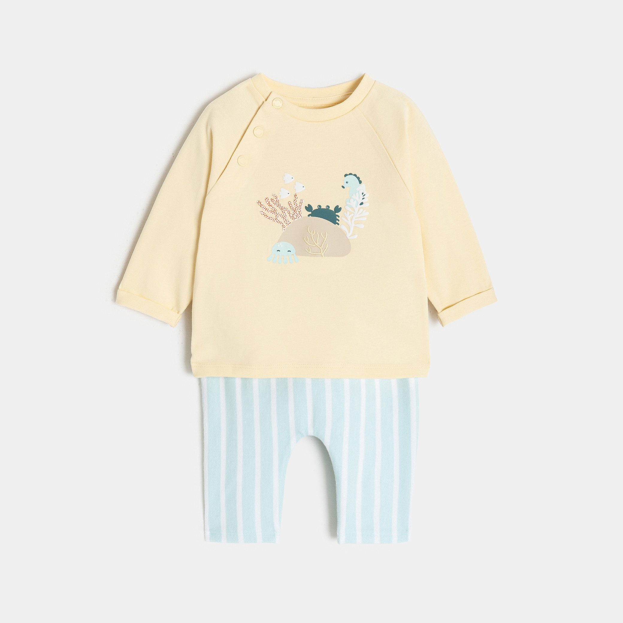 Sweat molleton et pantalon jaune bébé garçon - Vanille