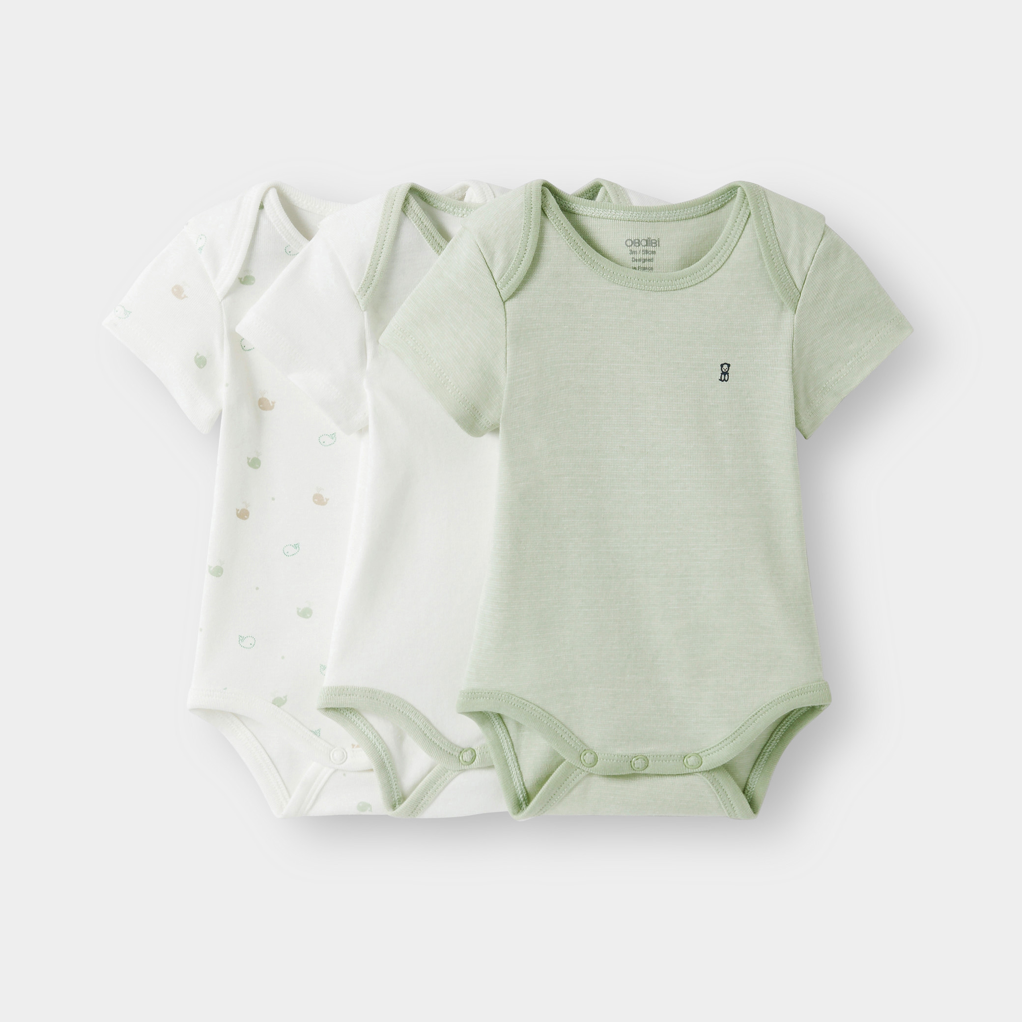 Lot de 3 bodys verts naissance - Default