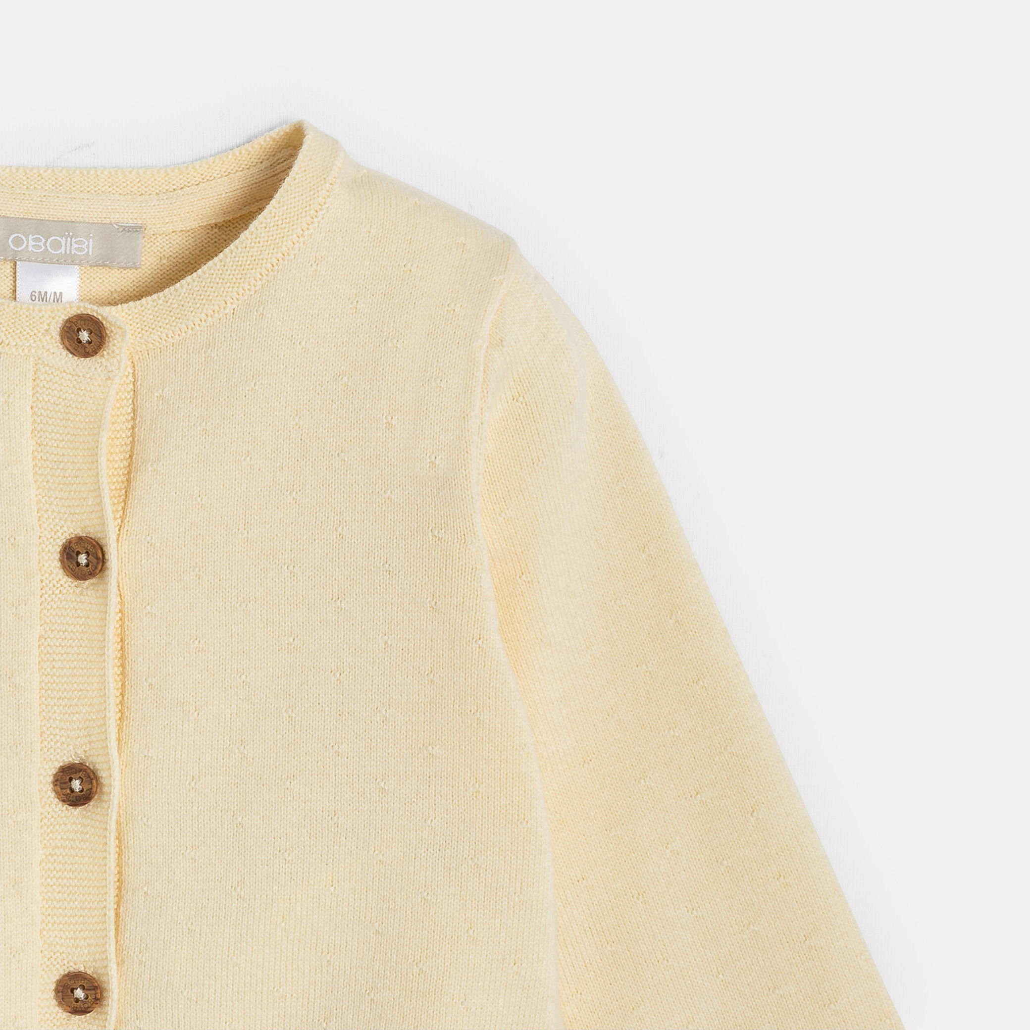 Gilet maille tricot jaune bébé fille - Vanille