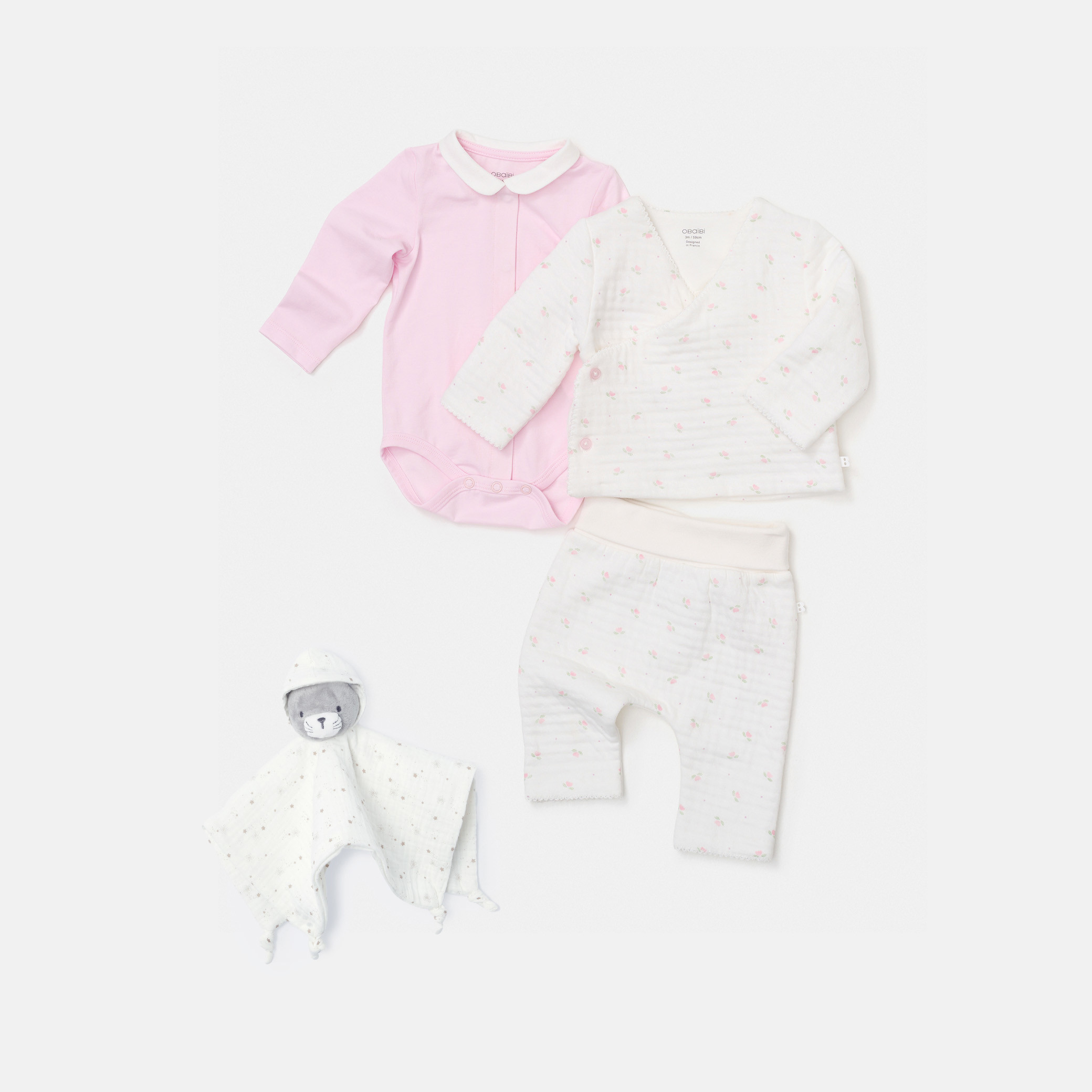 Ensemble rose 3 pièces bébé fille - Imprimé rose