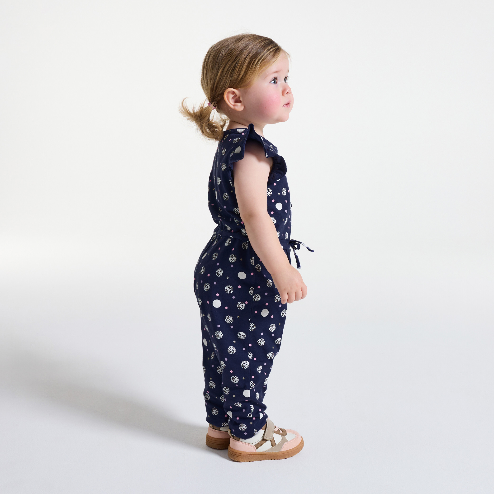 Combinaison longue fleurie bleu marine bébé fille - Bleu navy