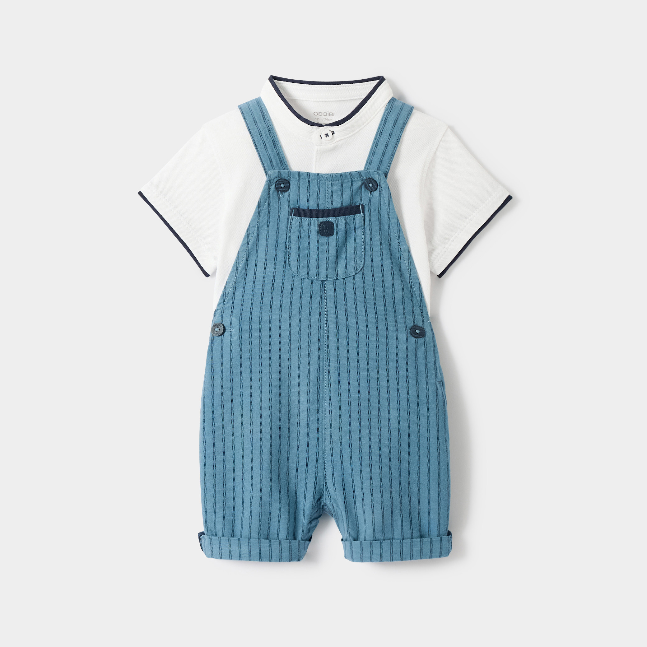 Ensemble salopette bleu bébé garçon - Bleu ardoise