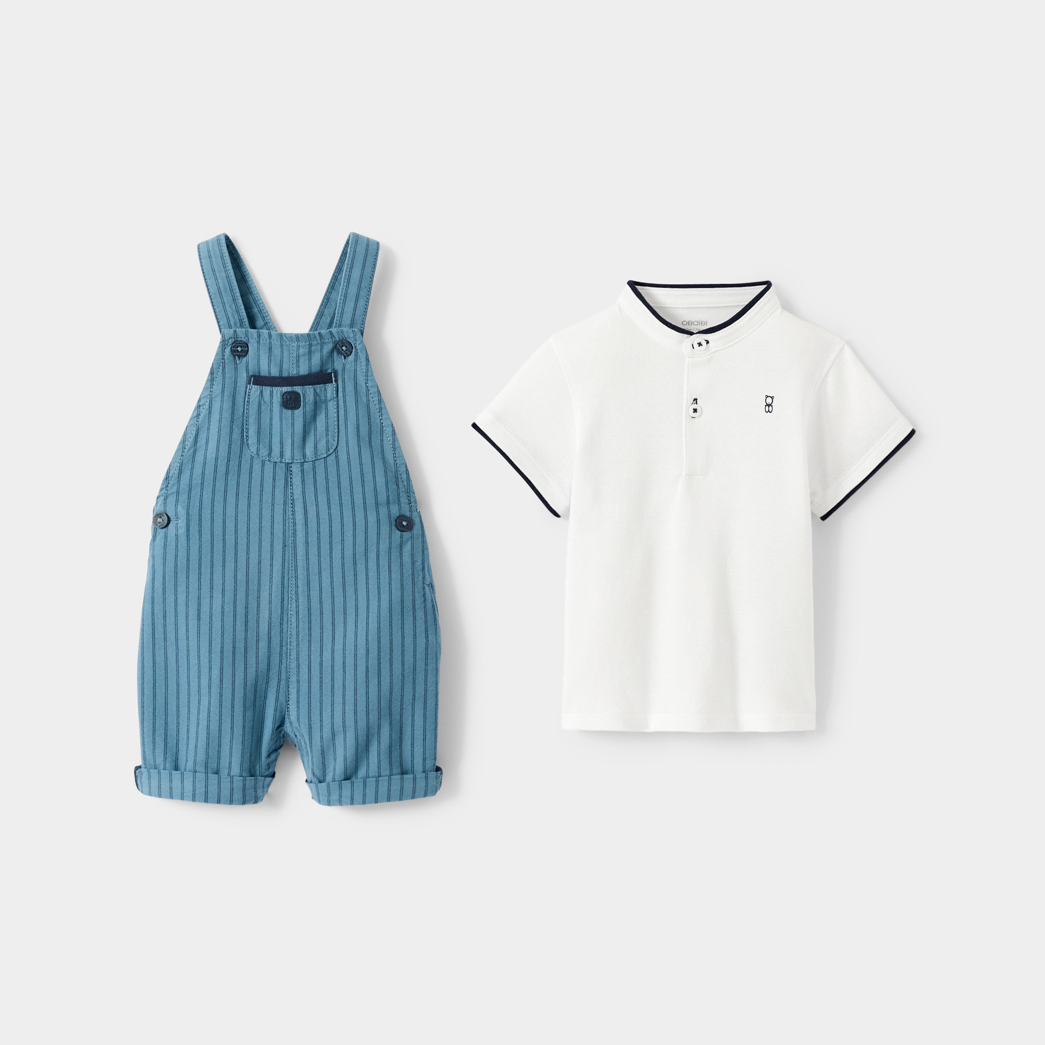 Ensemble salopette bleu bébé garçon - Bleu ardoise