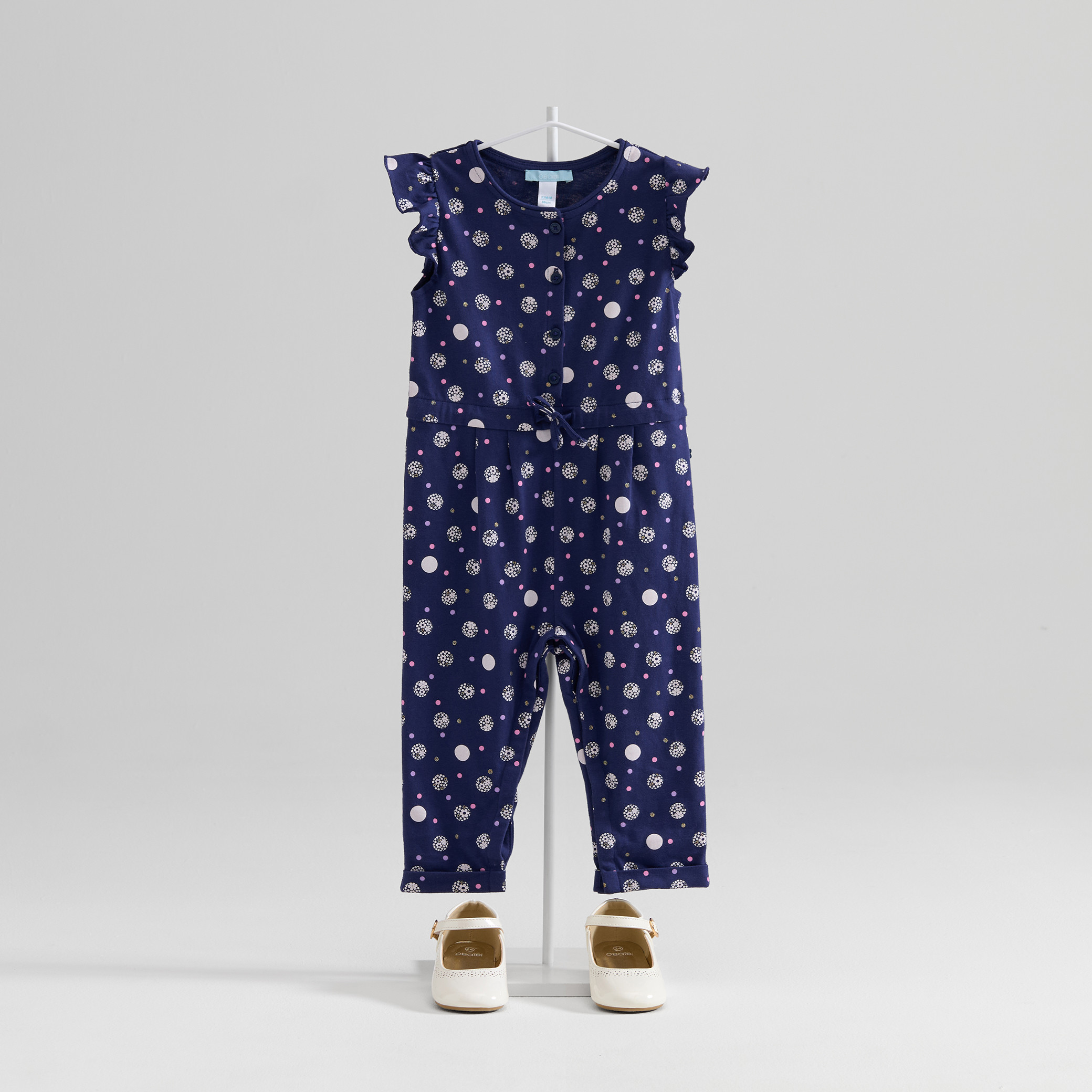Combinaison longue fleurie bleu marine bébé fille - Bleu navy