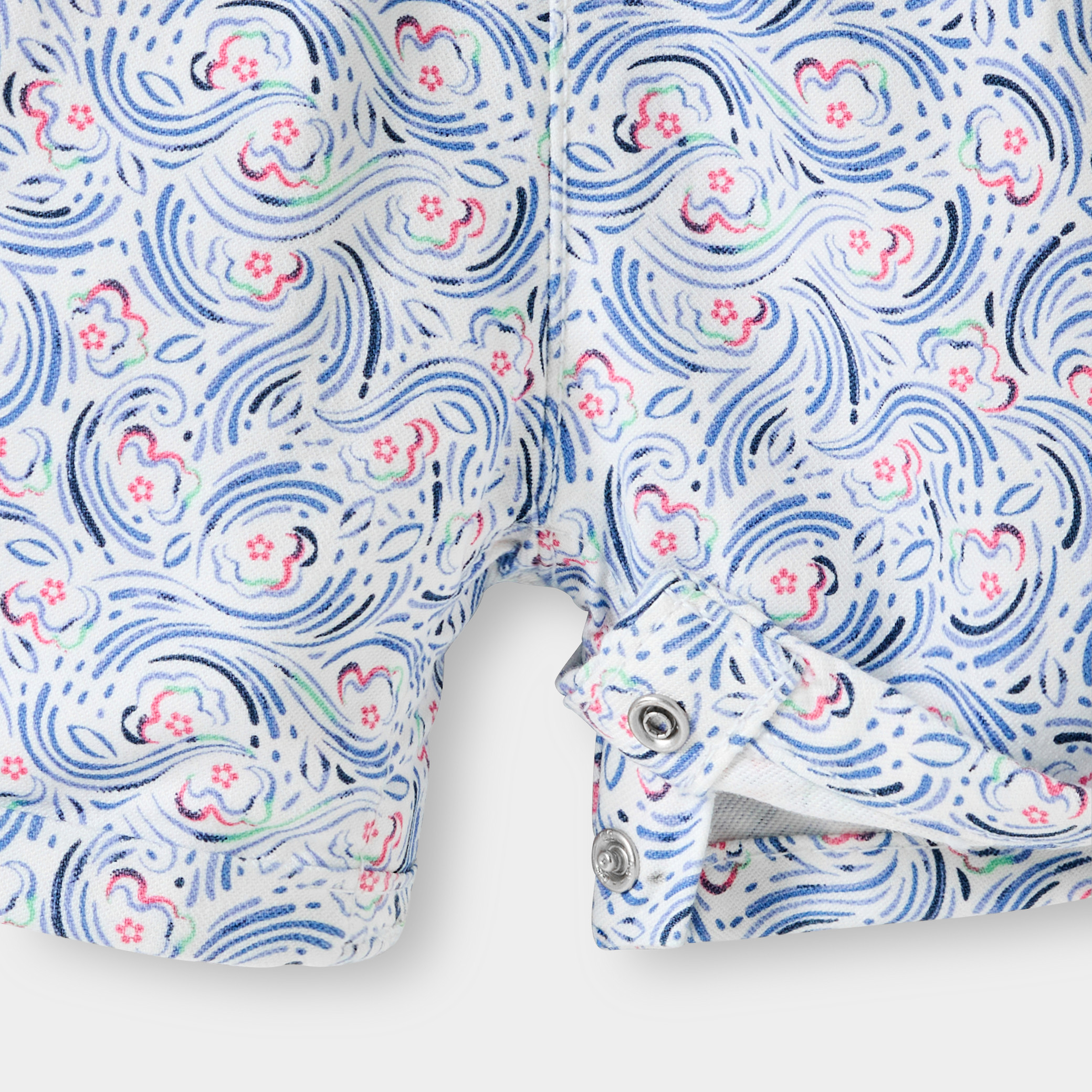 Salopette courte et t-shirt bleu bébé fille - Imprimé bleu