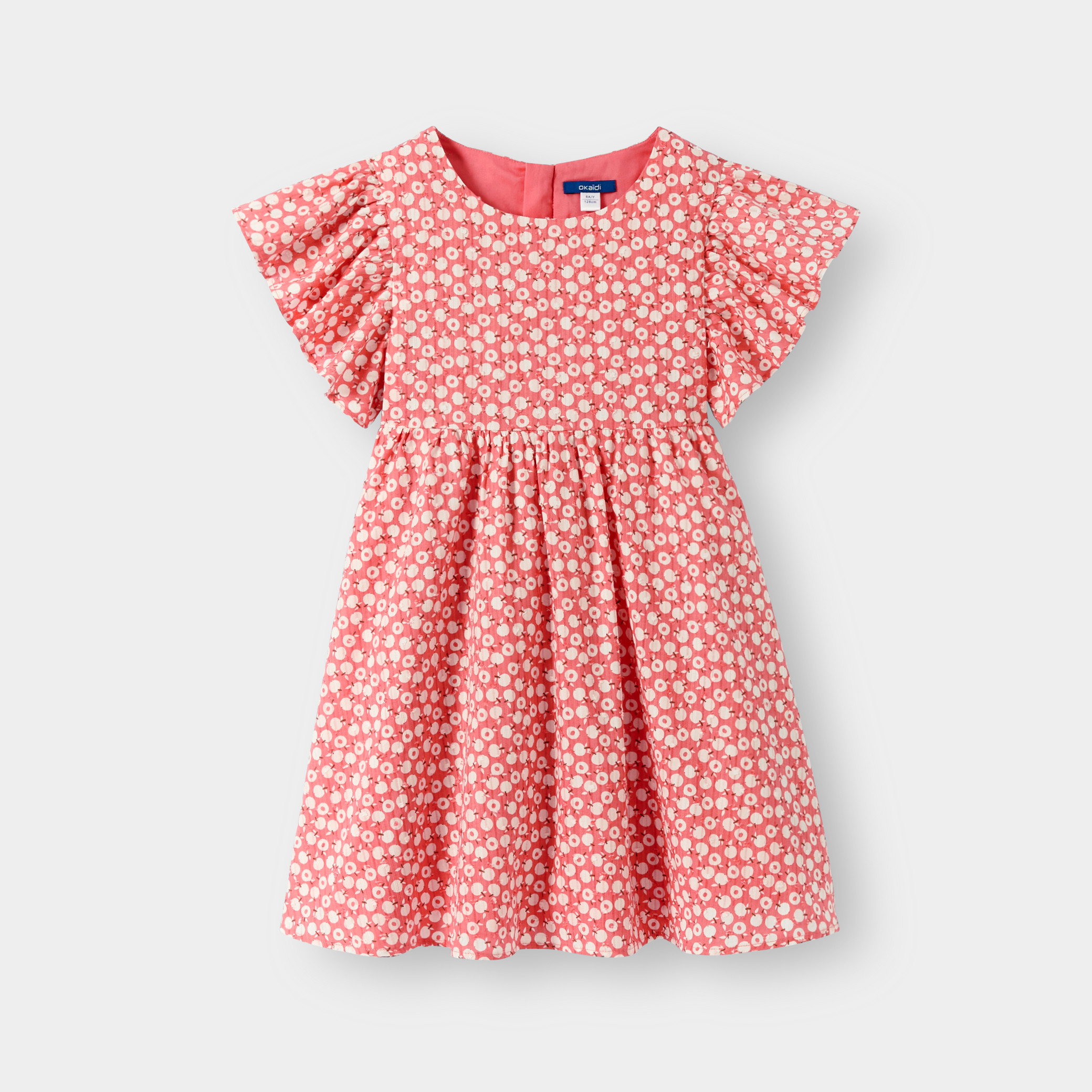 Robe rose imprimé fleurs fille - Rose Oeillet