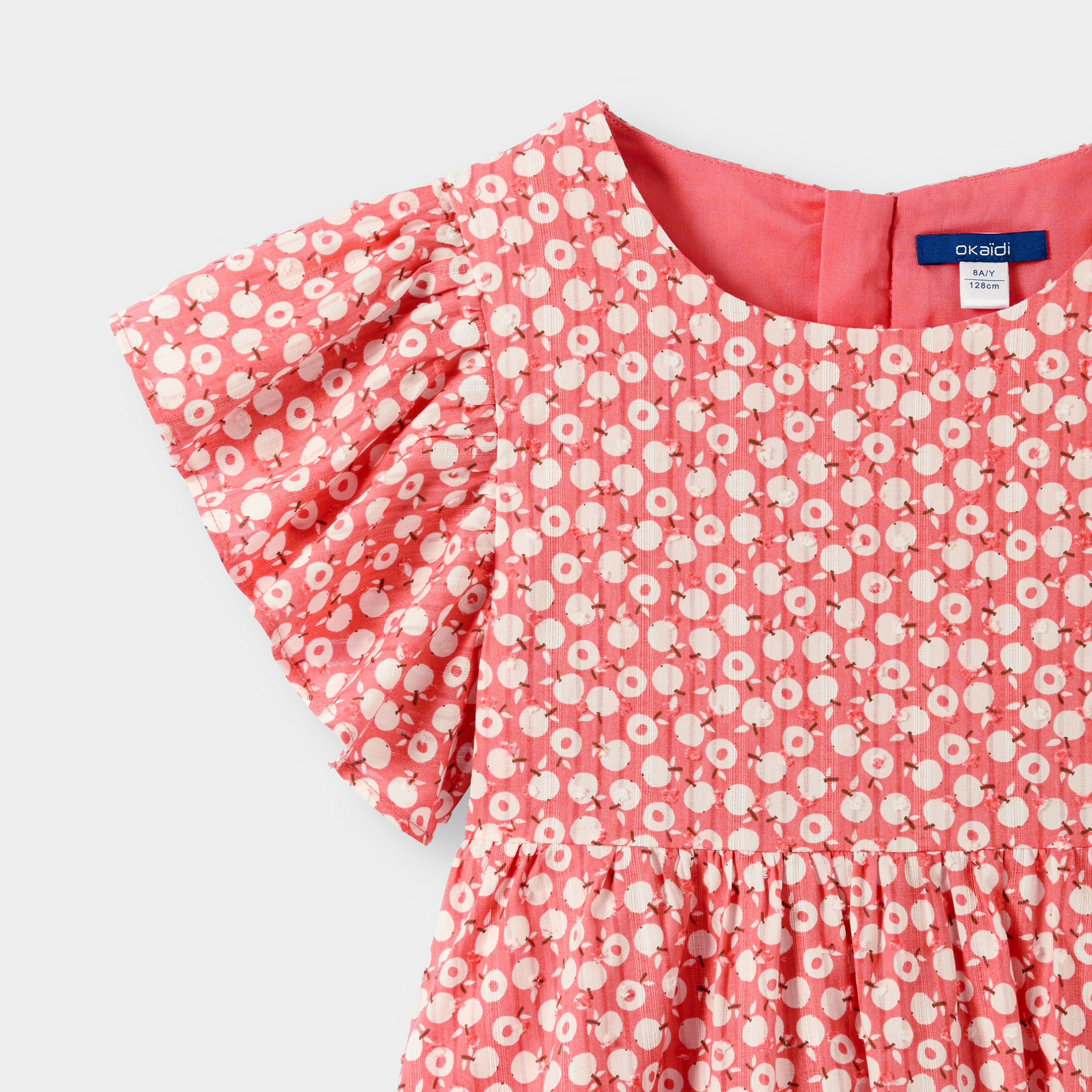 Robe rose imprimé fleurs fille - Rose Oeillet