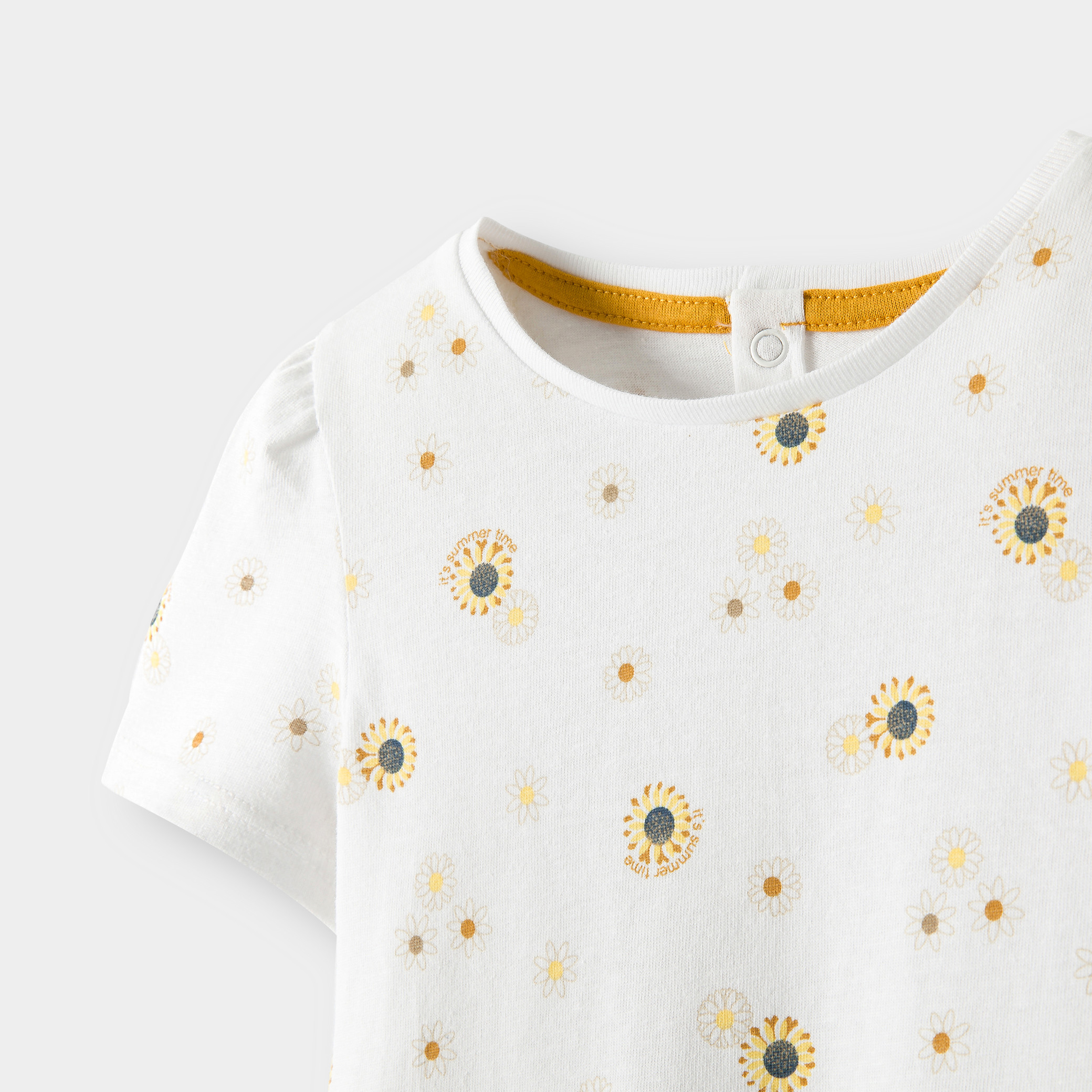 T-shirt jersey fruits blanc bébé fille - Imprimé jaune