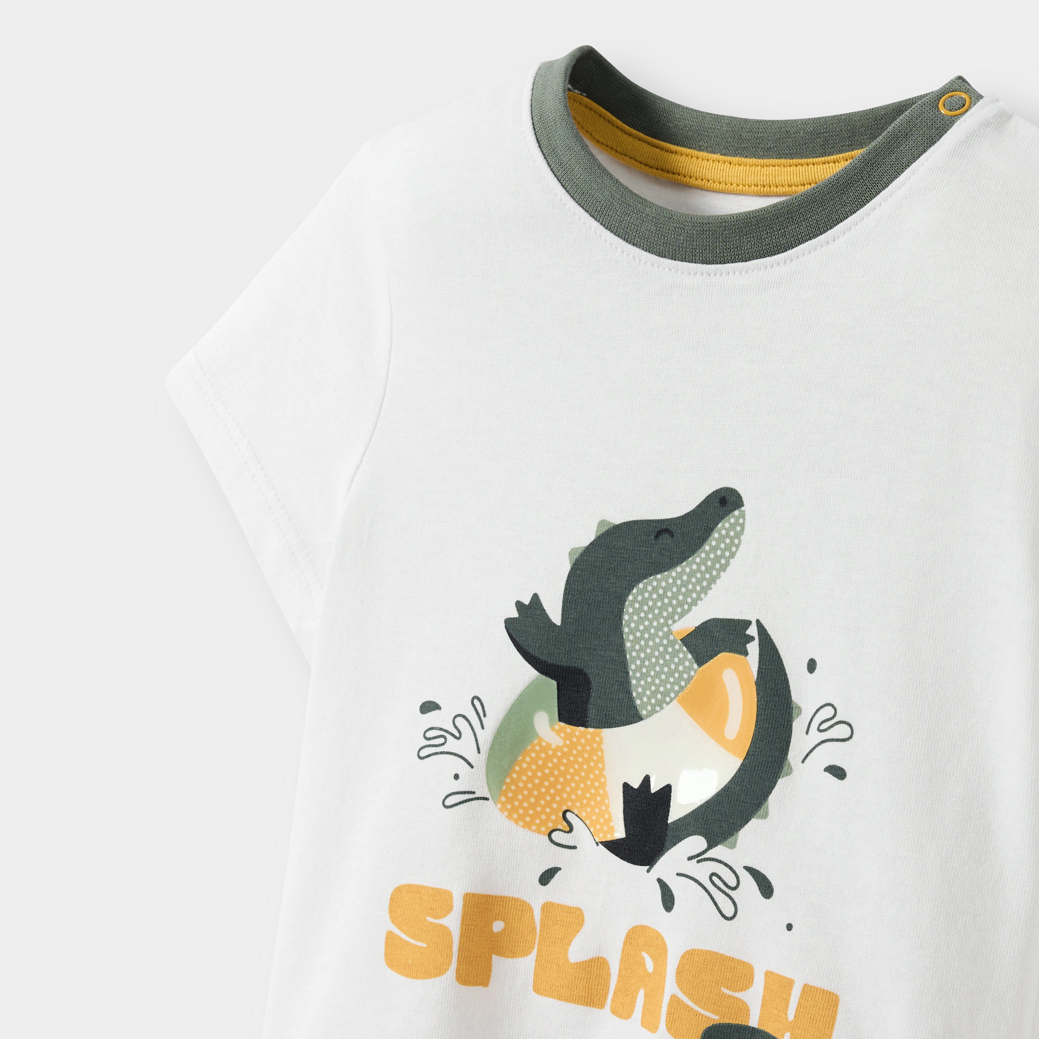 T-shirt vert motif baleine bébé garçon - Blanc