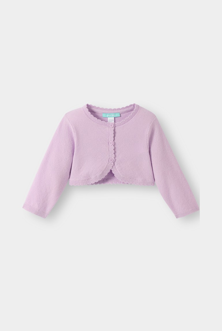 Gilet court maille tricot violet bébé fille - Violet Iris