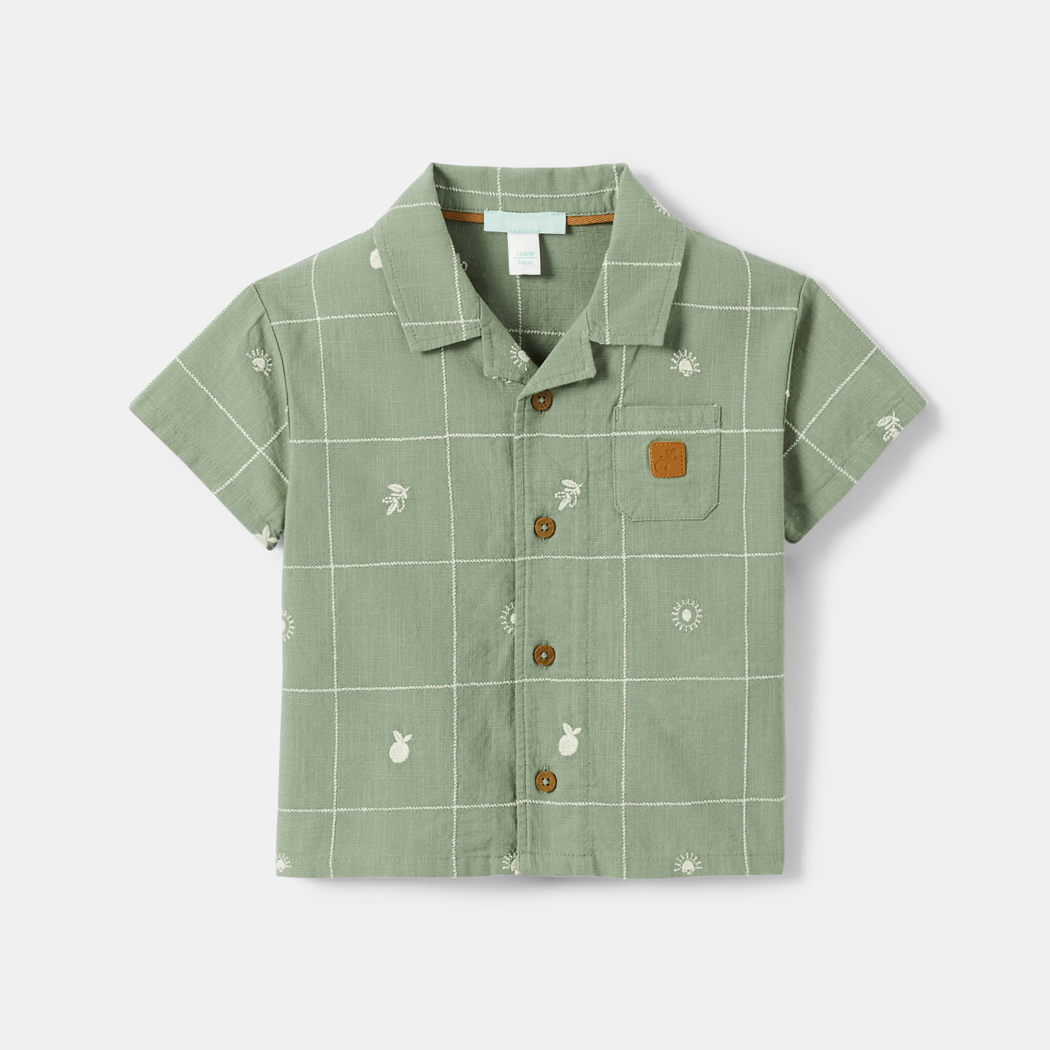 Chemise en denim bleu bébé garçon - Vert olivier