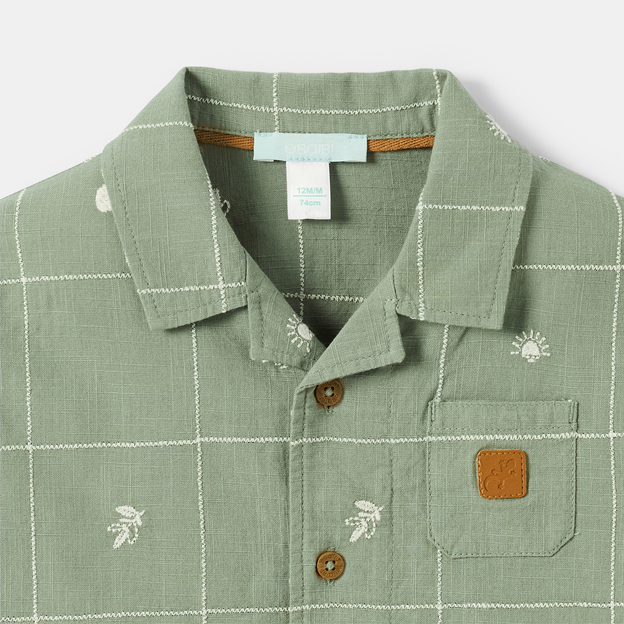 Chemise en denim bleu bébé garçon - Vert olivier