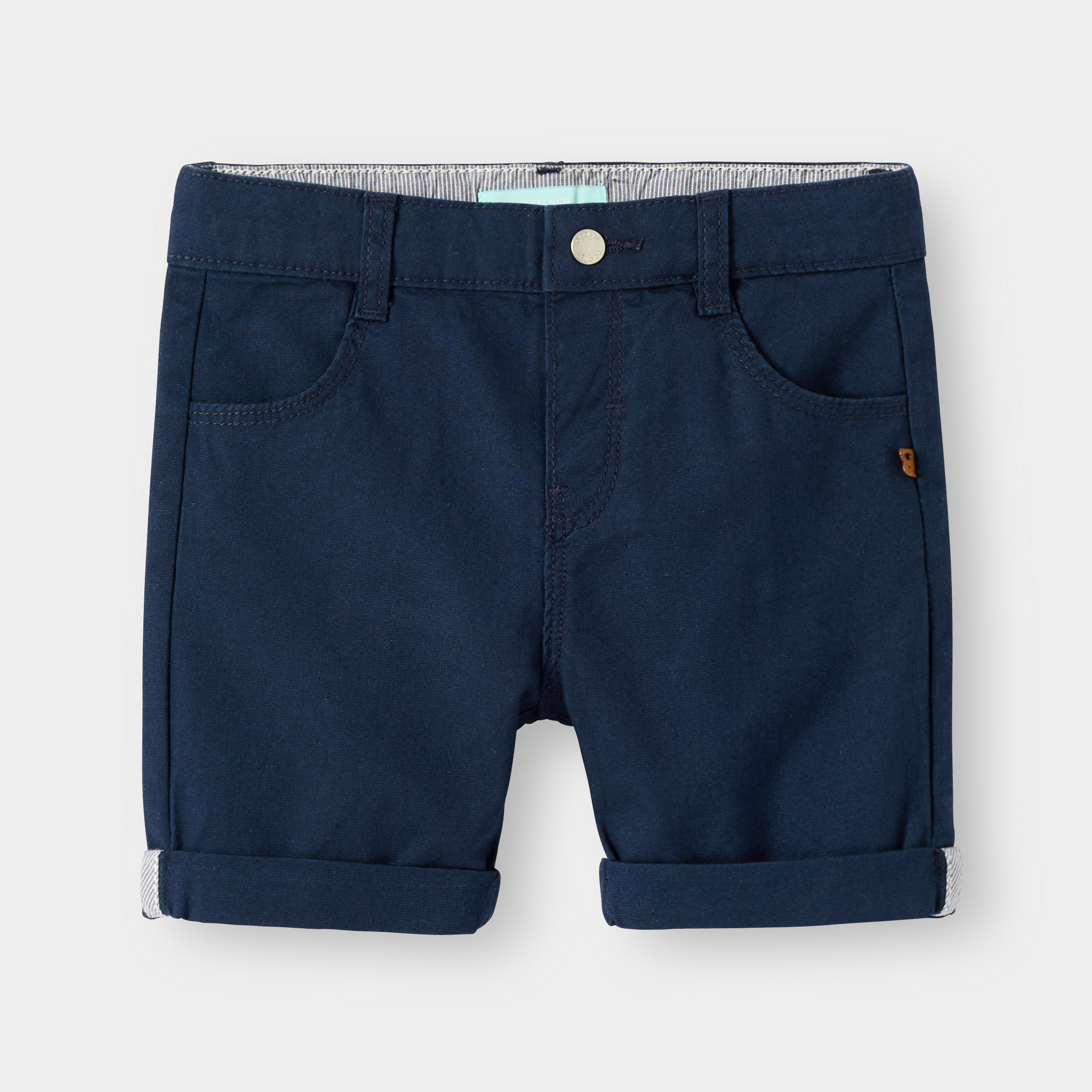 Bermuda droit coton fantaisie bleu marine bébé garçon - Bleu navy