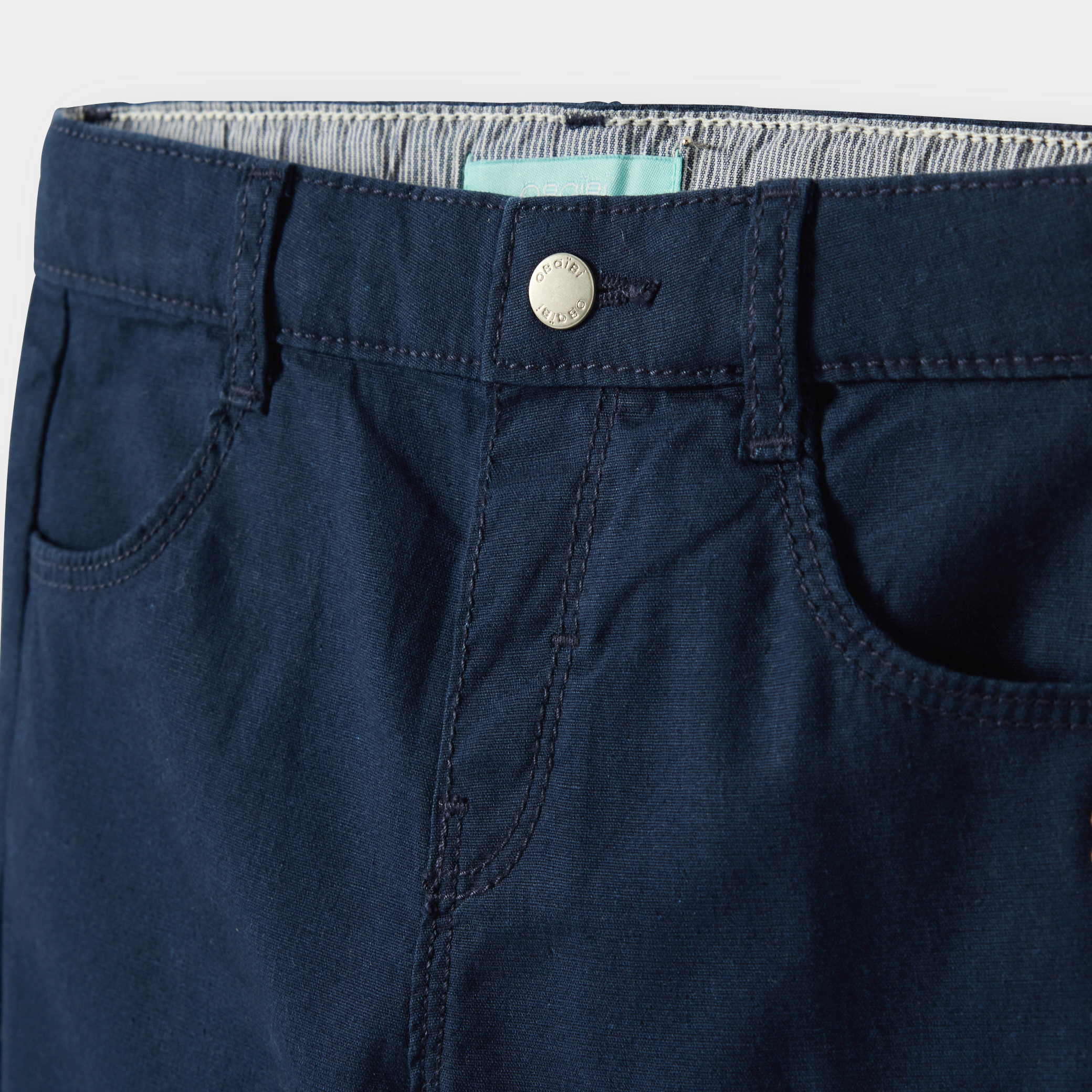Bermuda droit coton fantaisie bleu marine bébé garçon - Bleu navy