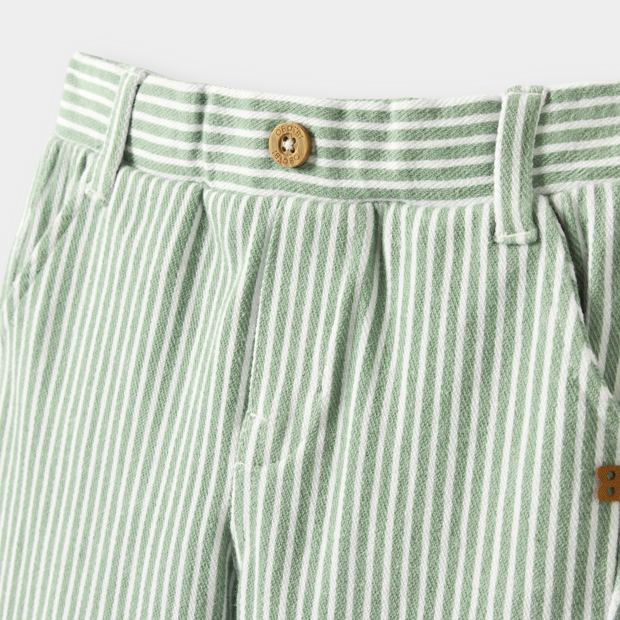 Pantalon vert à rayures garçon - Vert olivier
