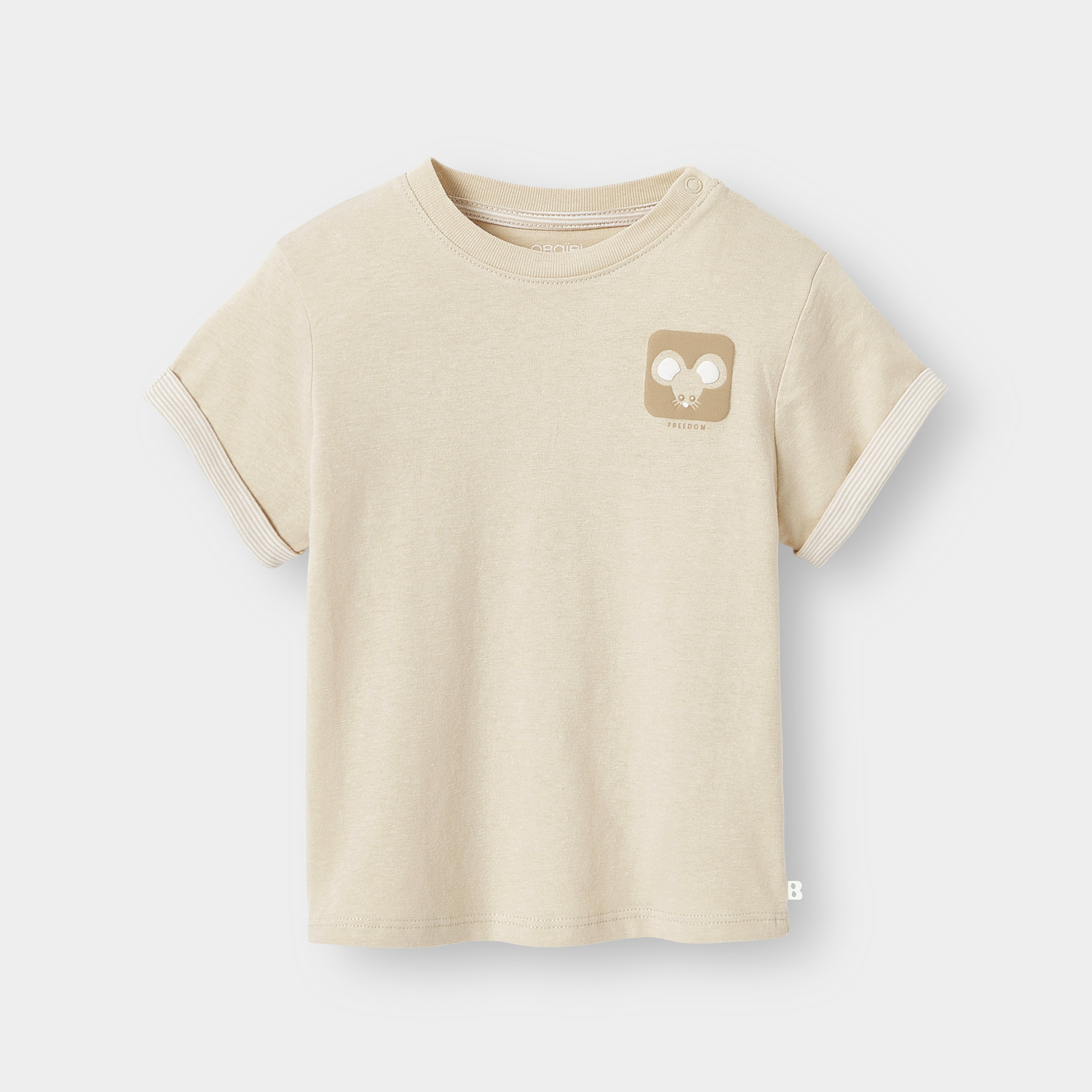 T-shirt à motif bleu bébé garçon - Beige Coquille