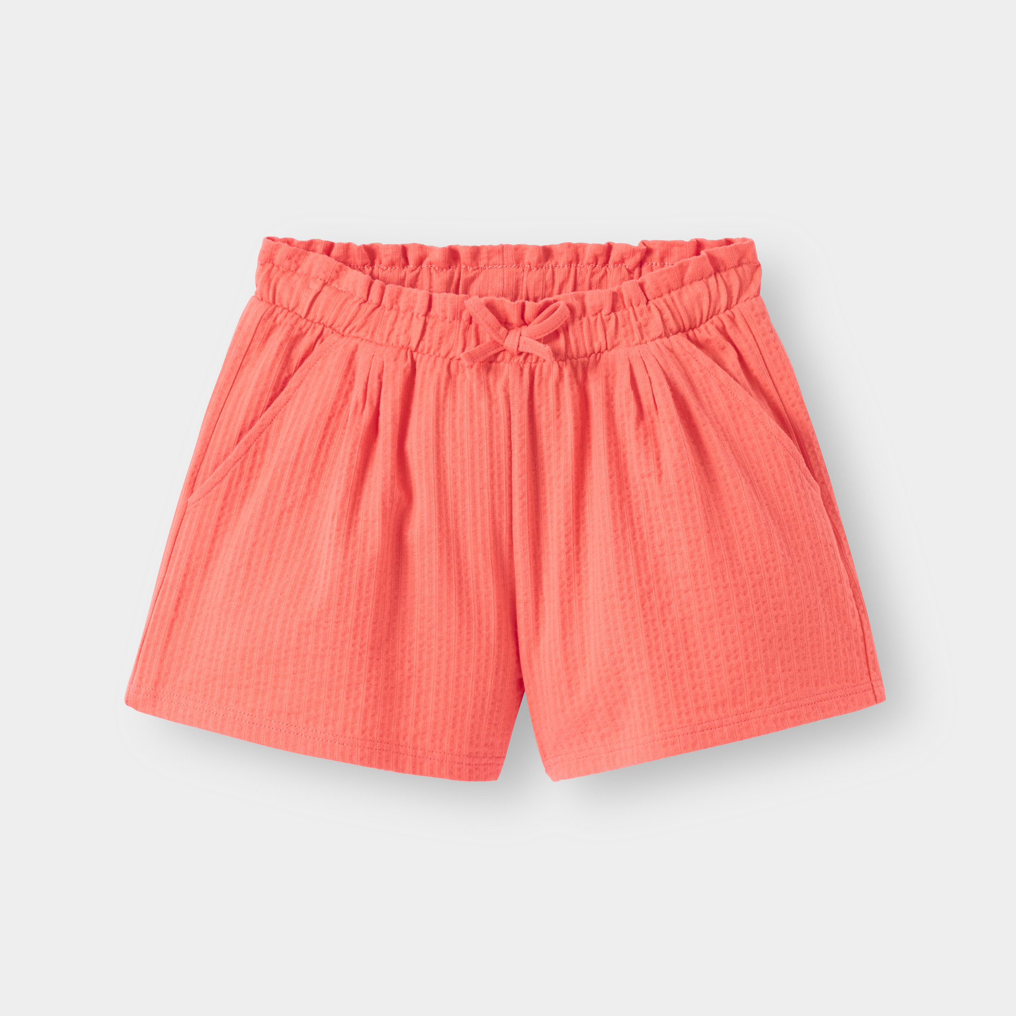 Short souple en jersey fantaisie bleu marine Fille - Orange corail