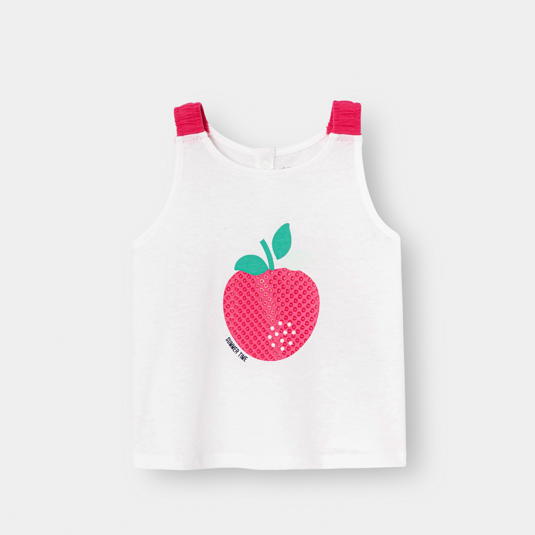 Débardeur blanc motif pomme bébé fille - Rose Fonce