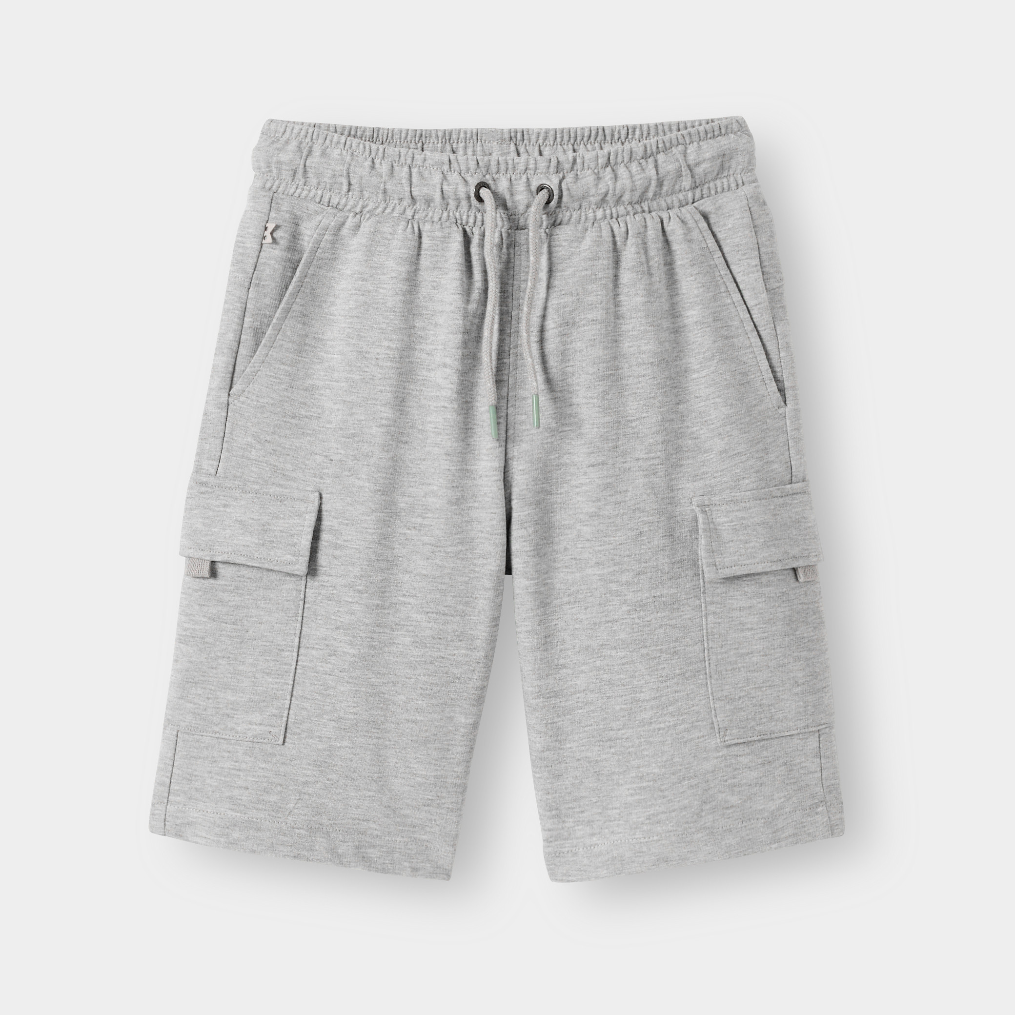 Bermuda cargo molleton kaki garçon - Gris chiné
