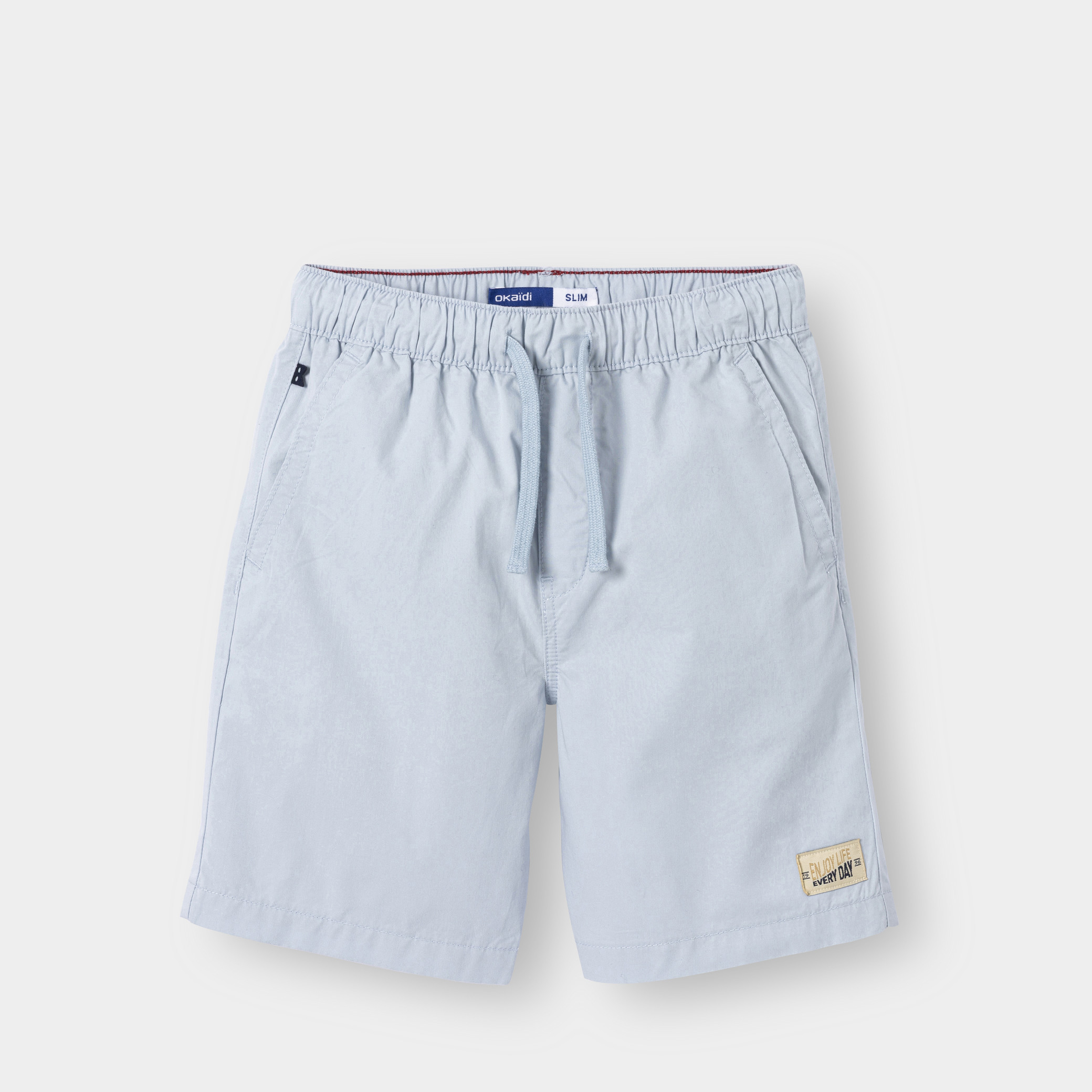 Bermuda coton bleu garçon - Bleu gris