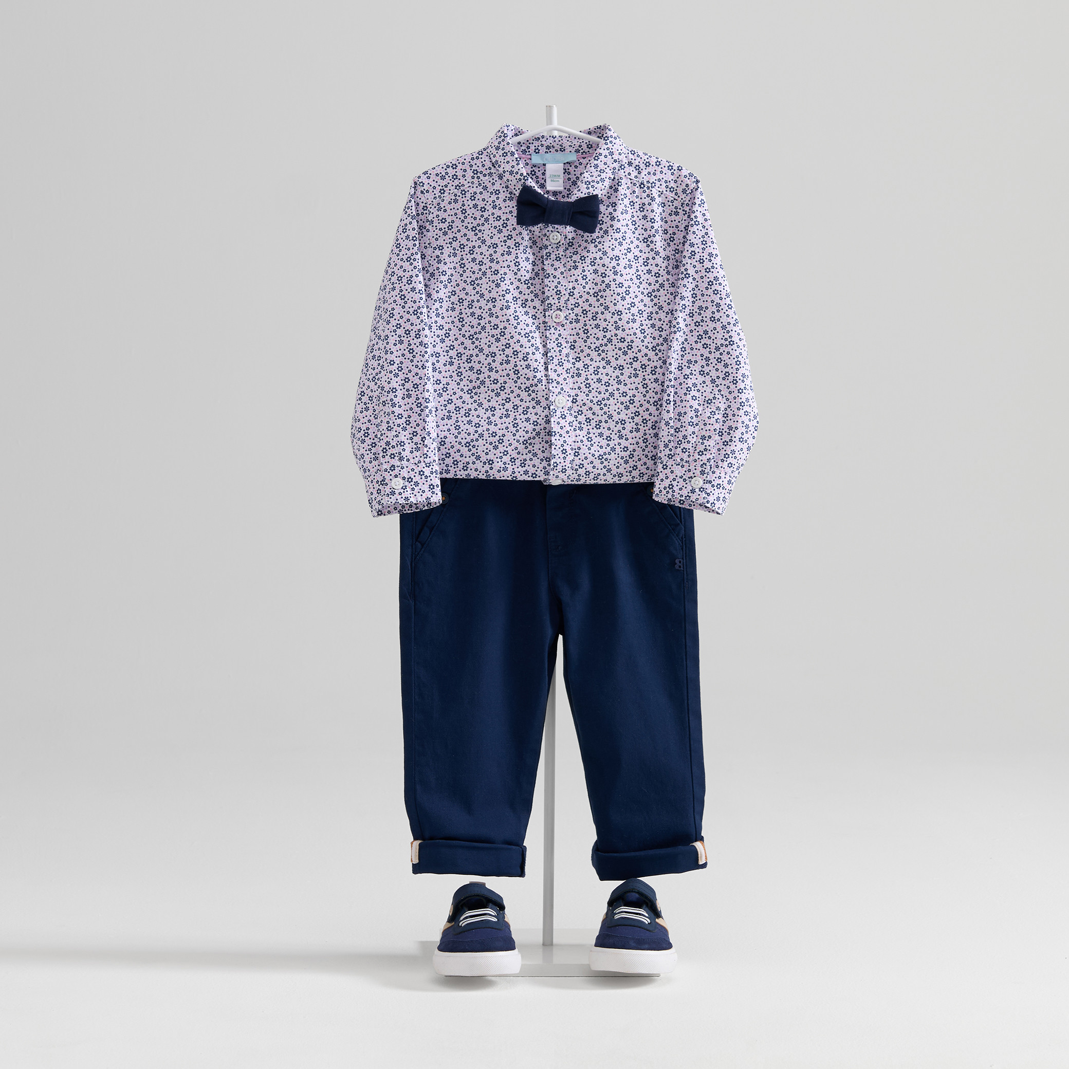 Chemise blanche nœud papillon Garçon - Imprimé Violet