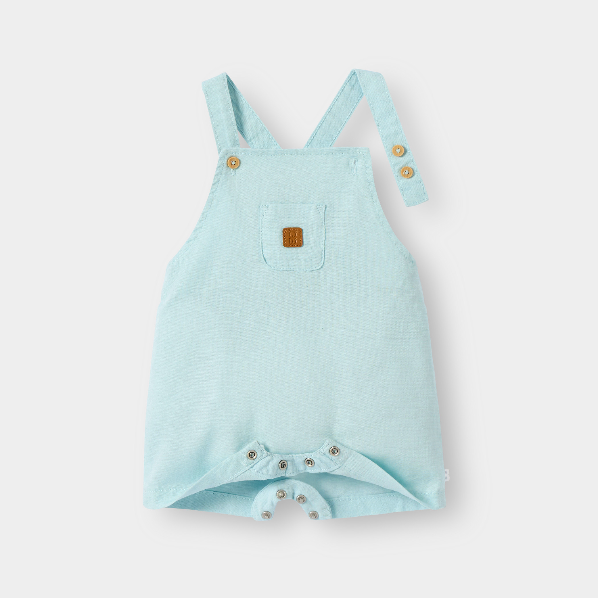 Salopette courte et body bleu bébé garçon - Bleu porcelaine