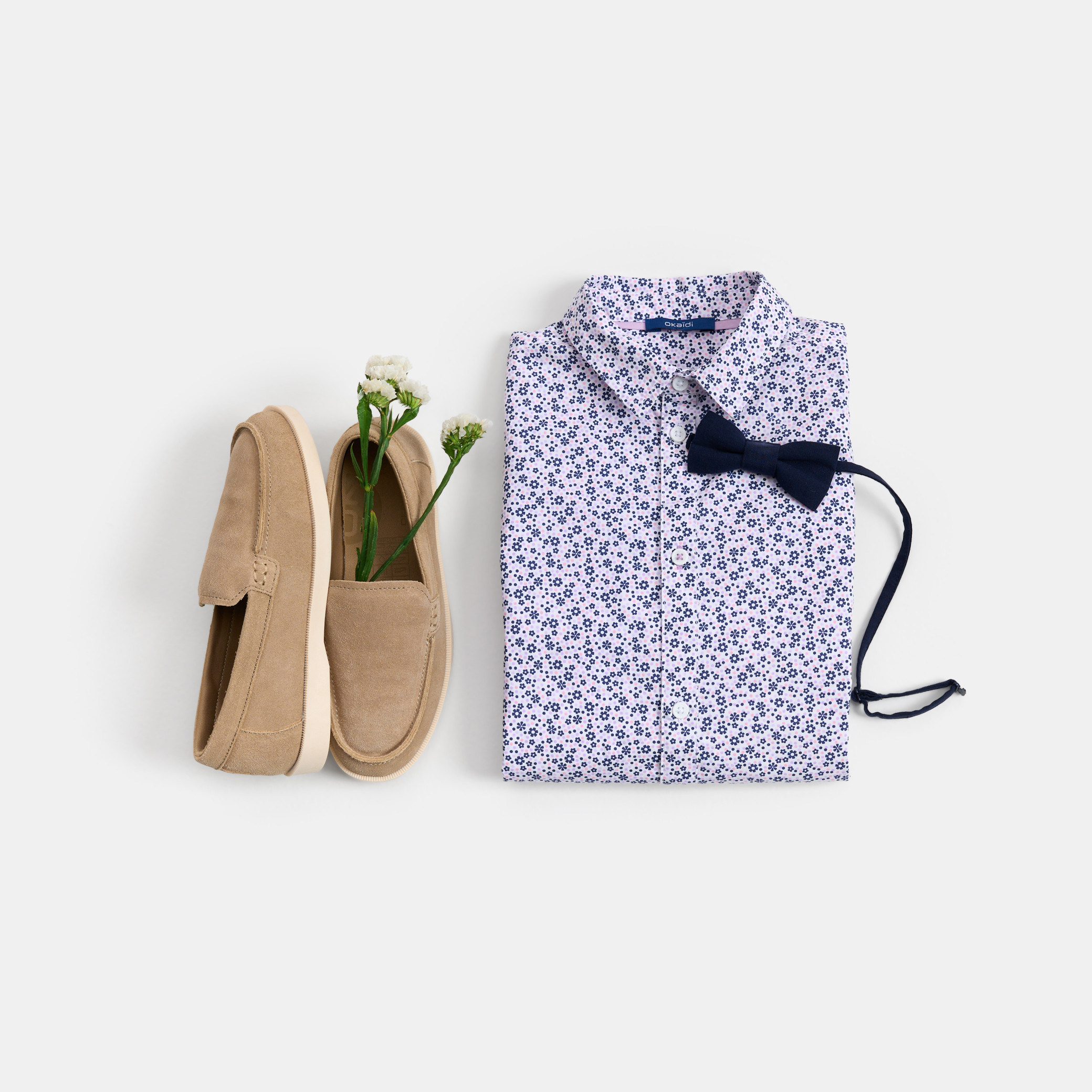 Chemise blanche nœud papillon Garçon - Imprimé Violet