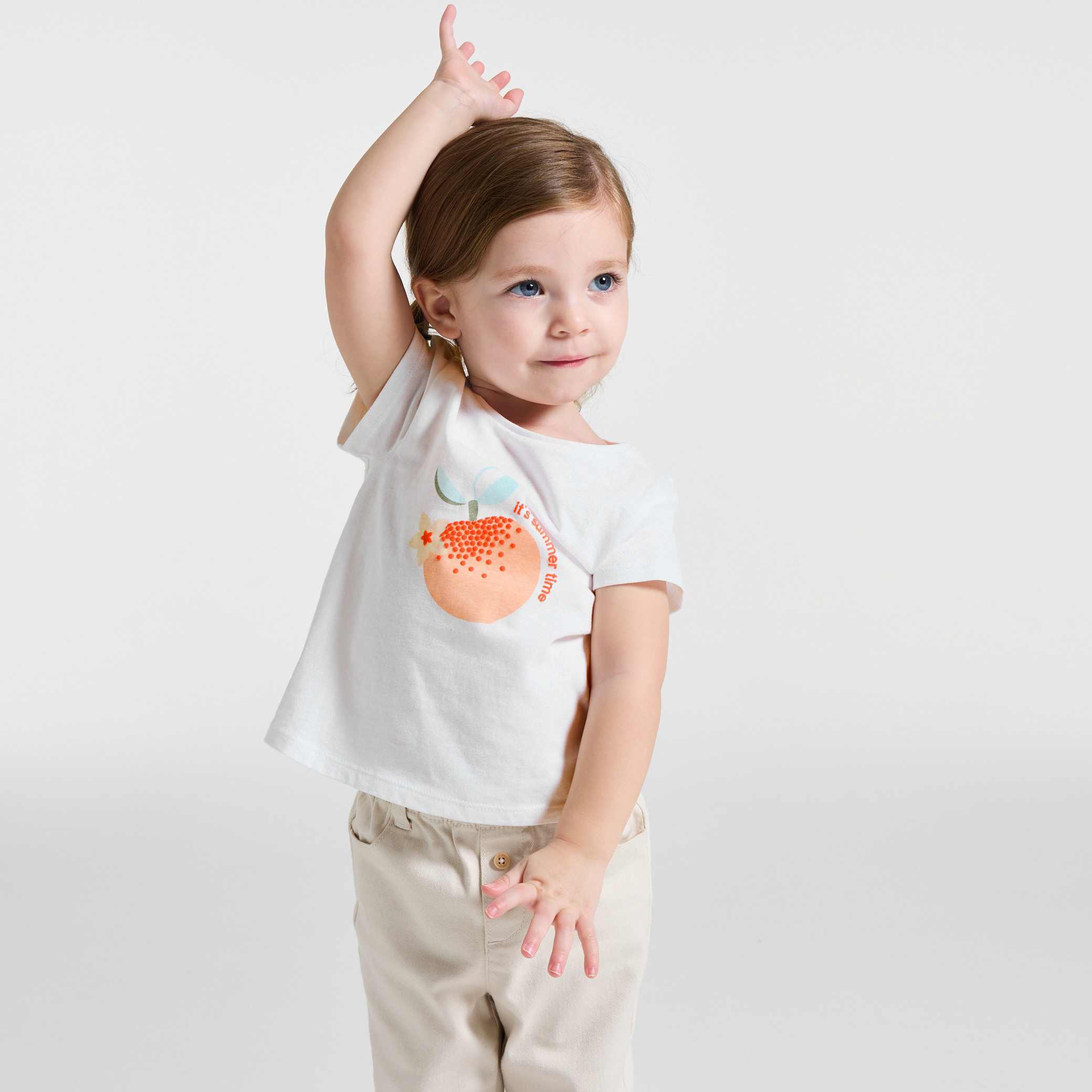 T-shirt jersey fruits blanc bébé fille - Rose Thé