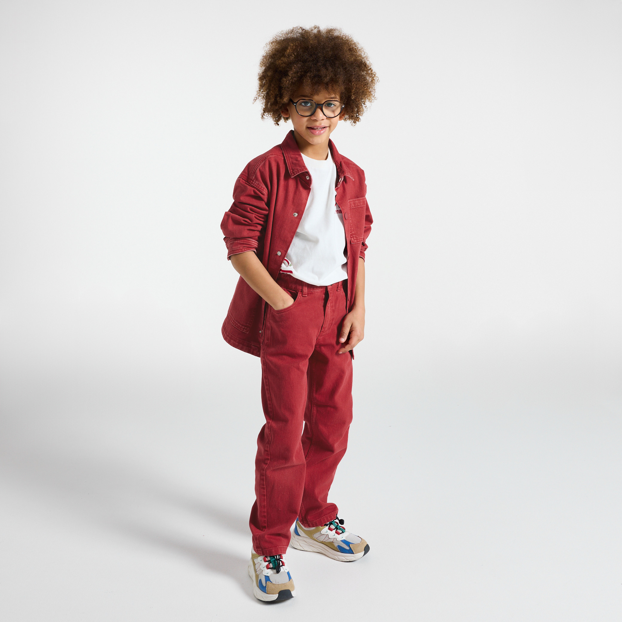 Jean regular rouge garçon - Rouge vermillon