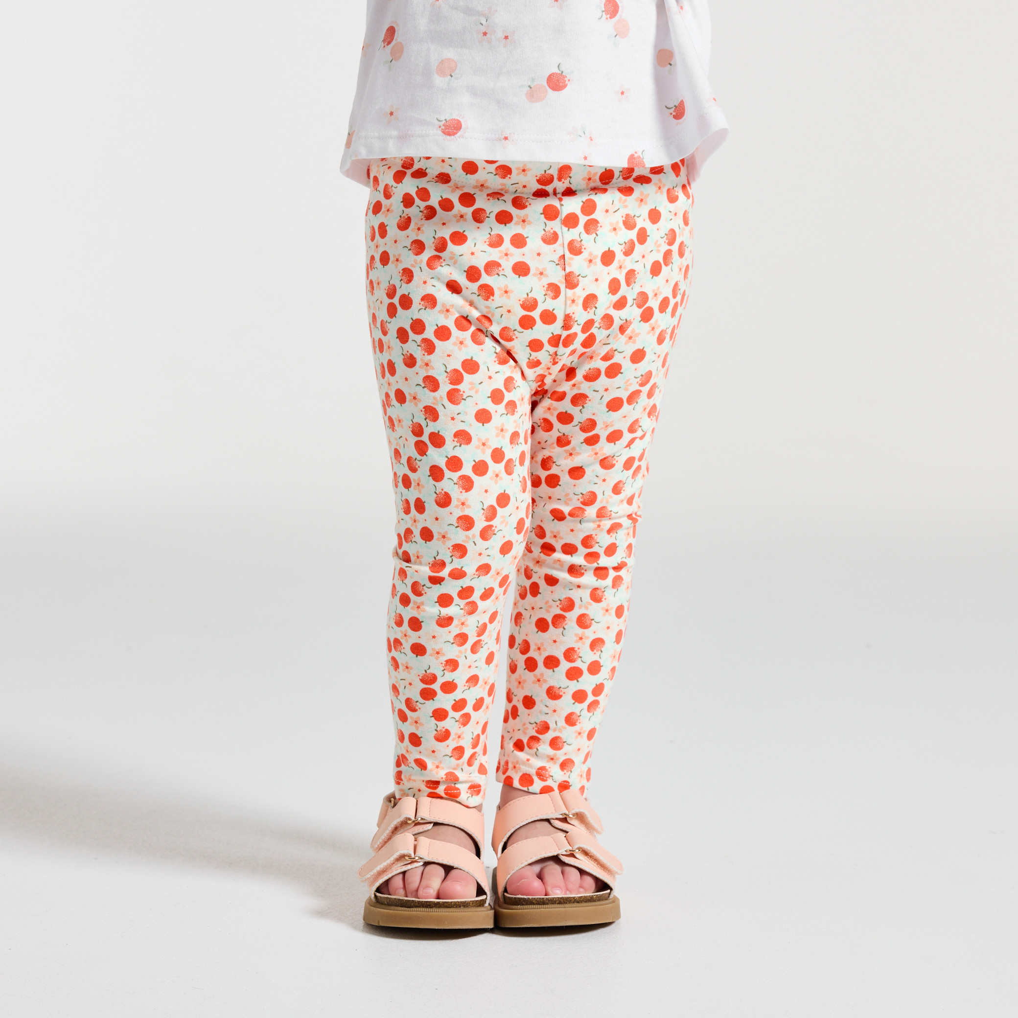 Legging fruits rose bébé fille - Imprimé rouge