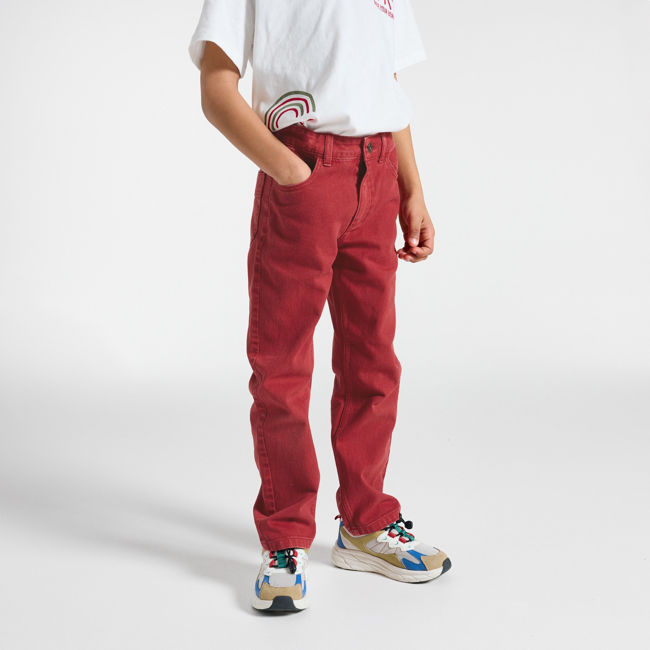 Jean regular rouge garçon - Rouge vermillon