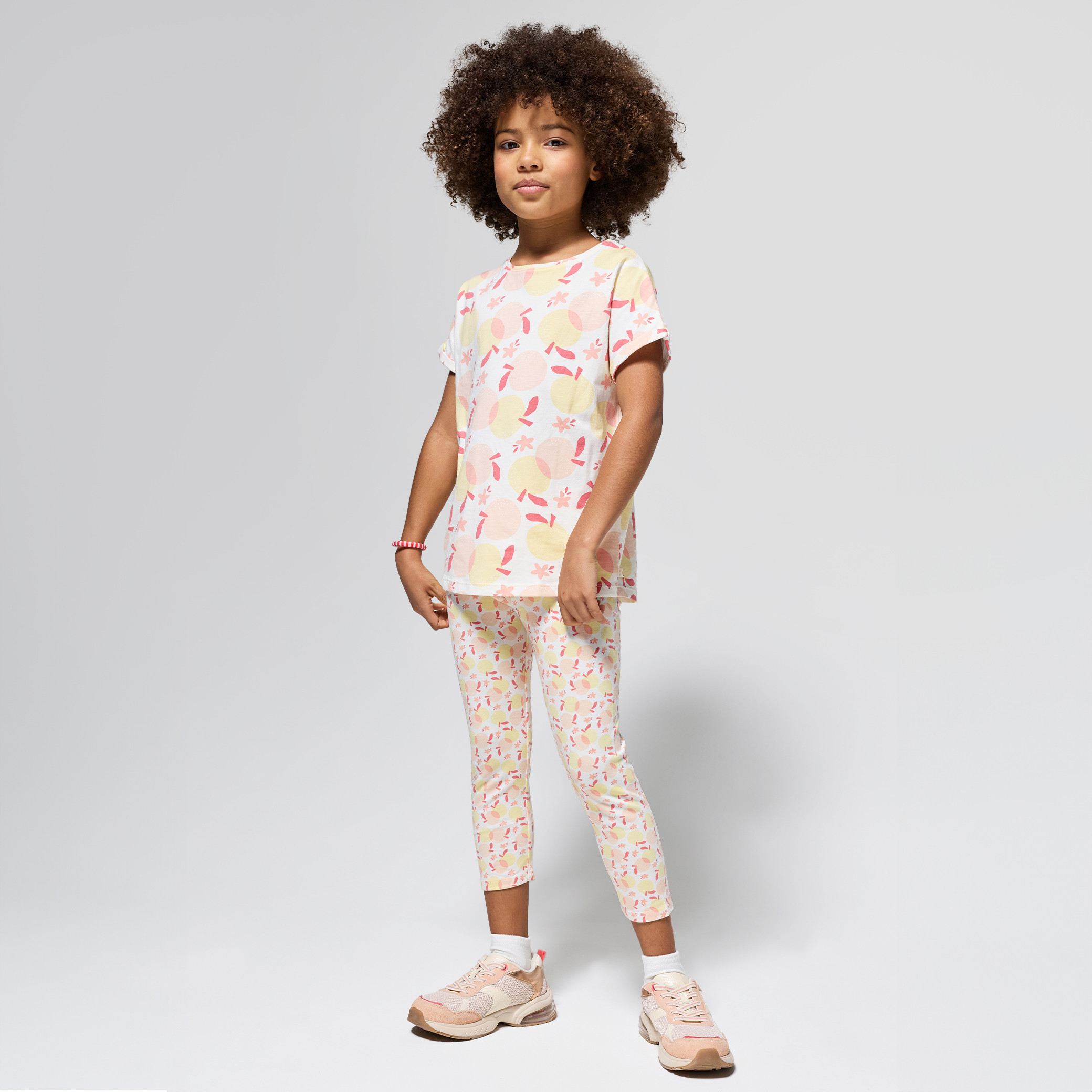 Legging imprimé blanc à motif fille - Imprimé orange