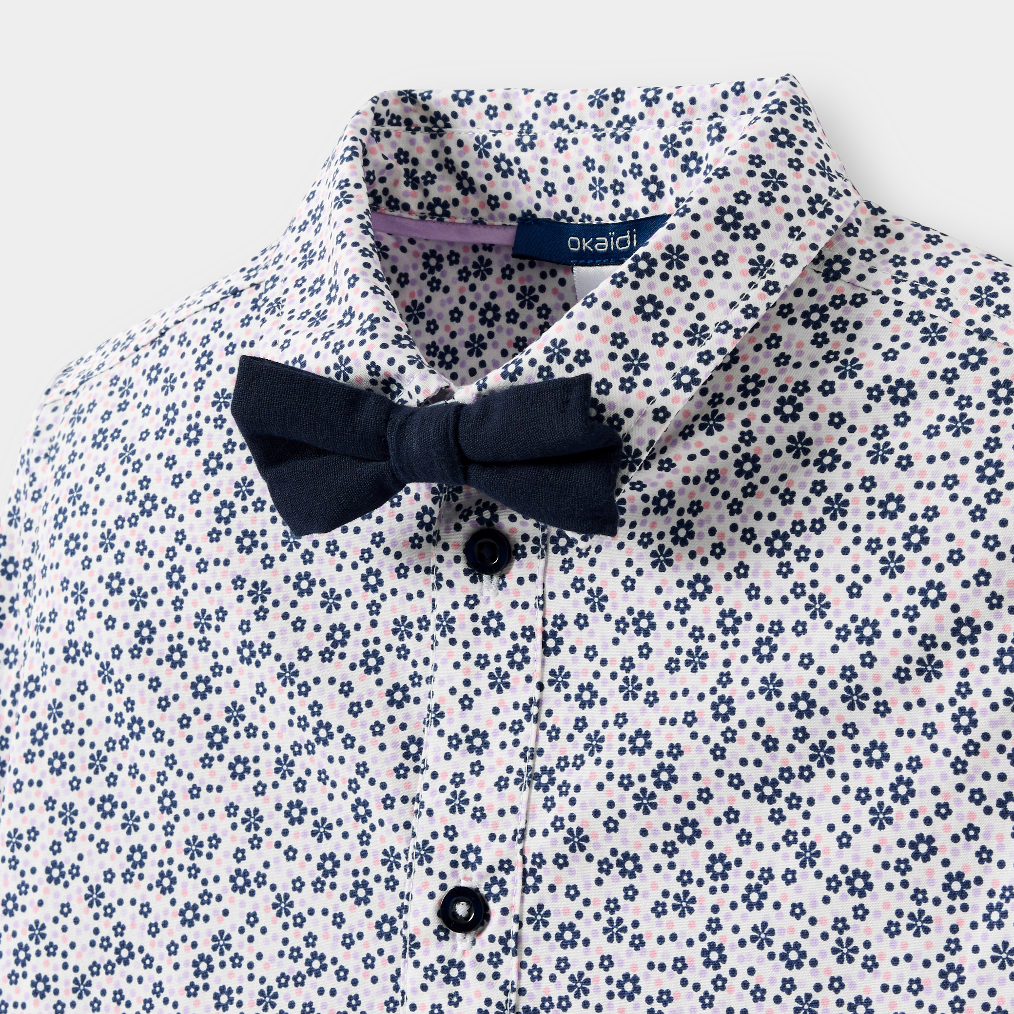 Chemise blanche nœud papillon Garçon - Imprimé Violet