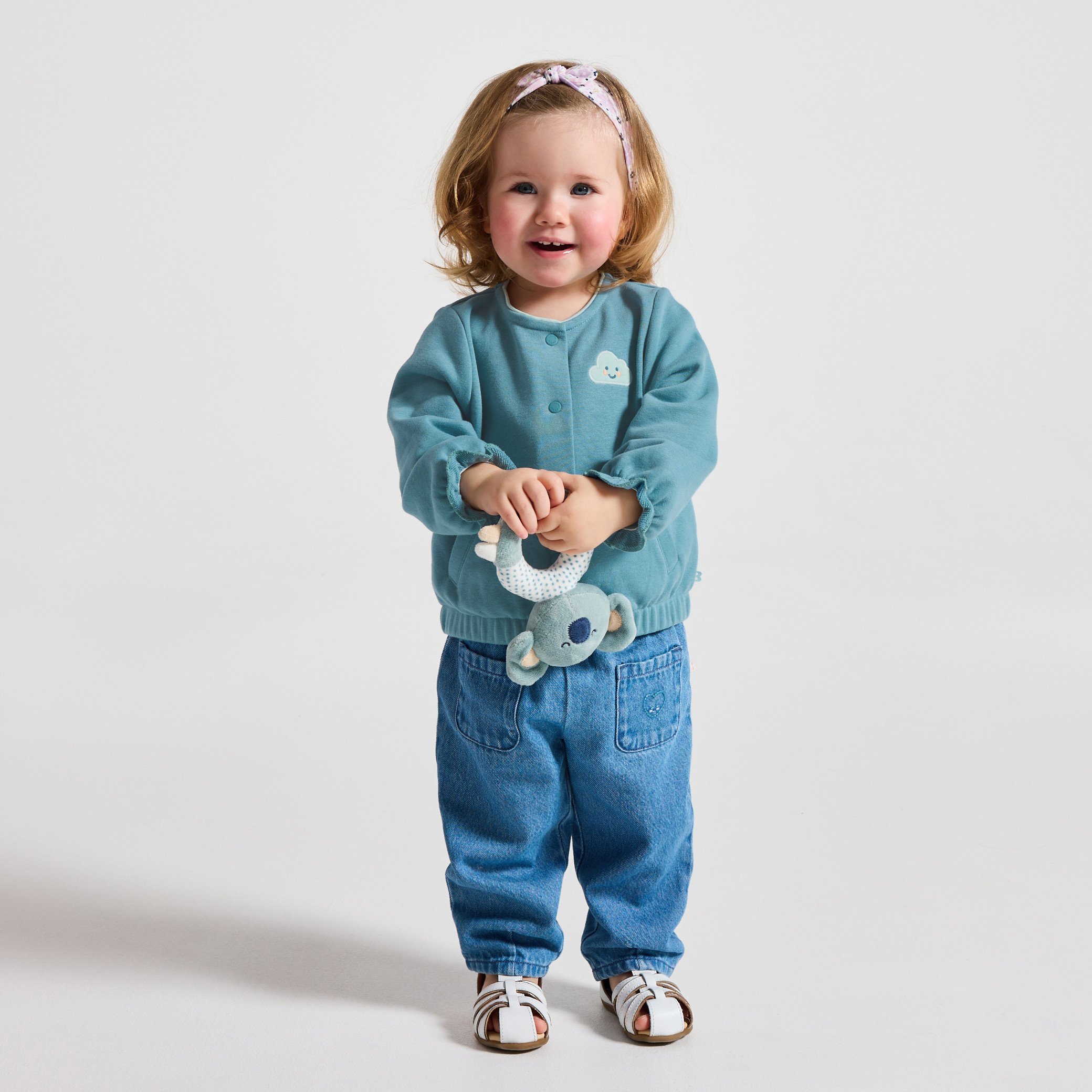 Sweat en molleton bleu bébé fille - Bleu Mineral