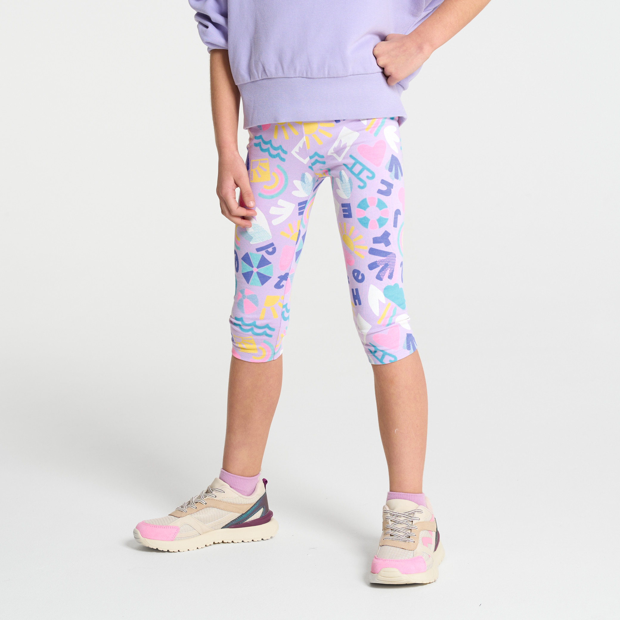Legging imprimé blanc à motif fille - Imprimé Violet