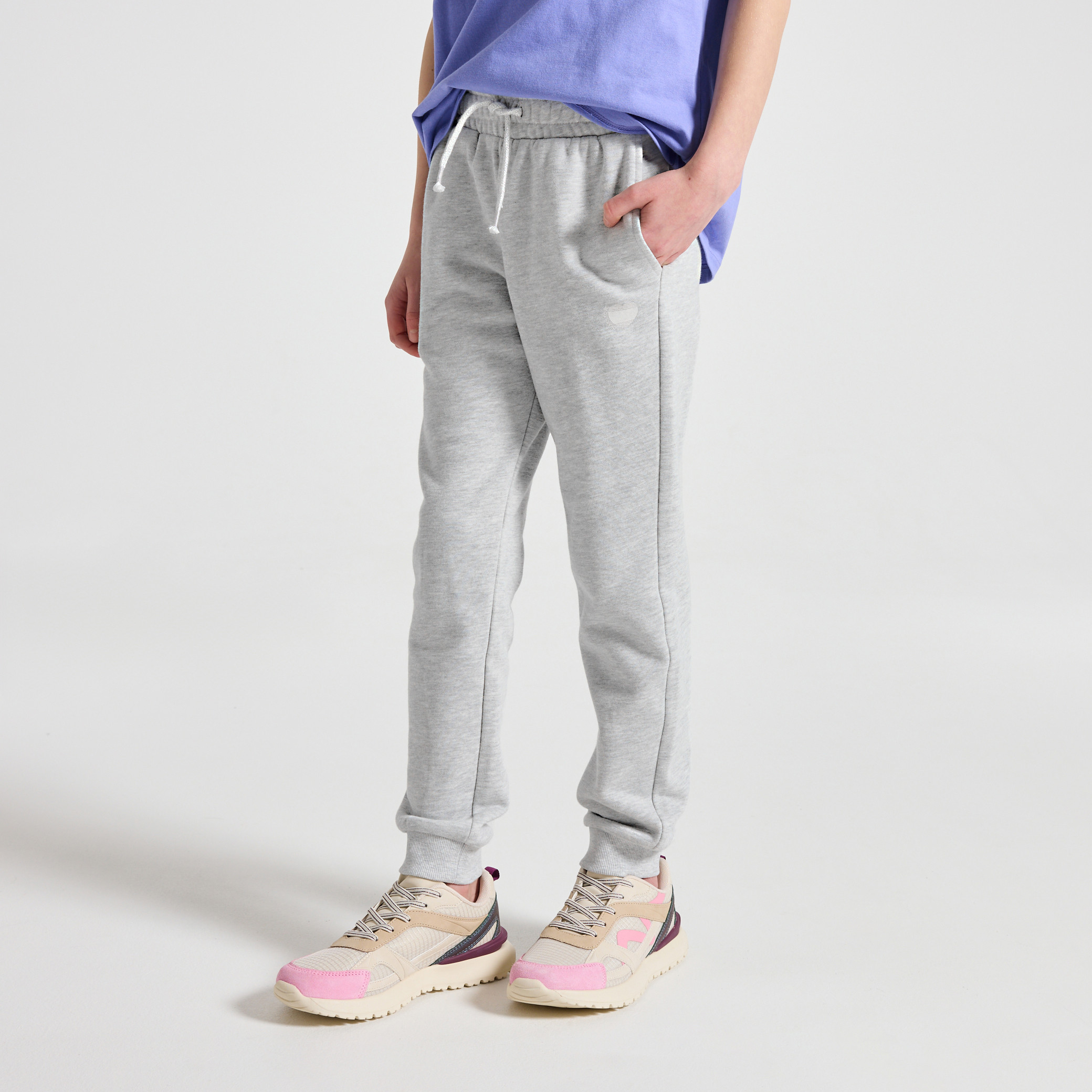 Jogging rose en molleton Fille - Gris Raton