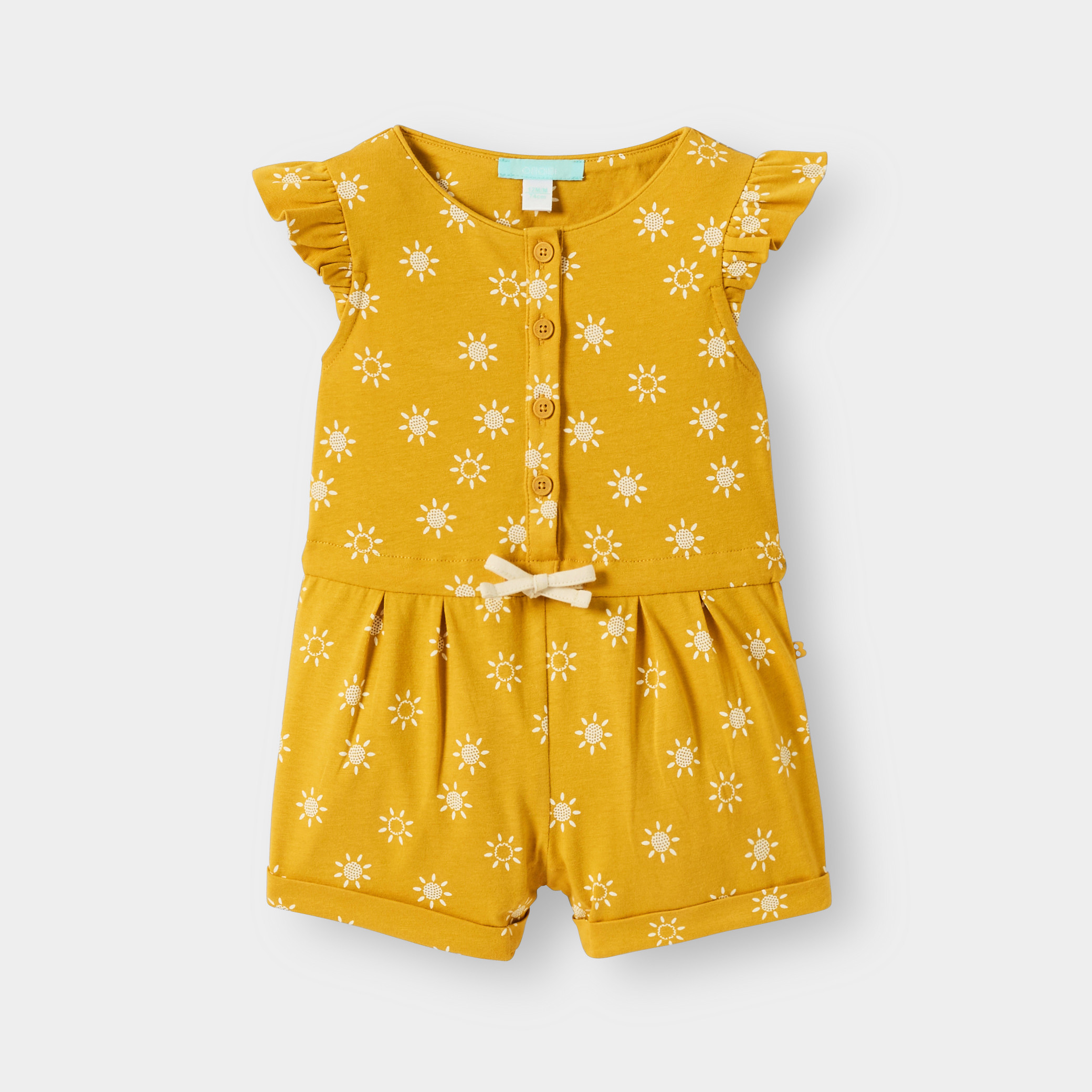 Combishort jaune fleuri fille - Imprimé jaune