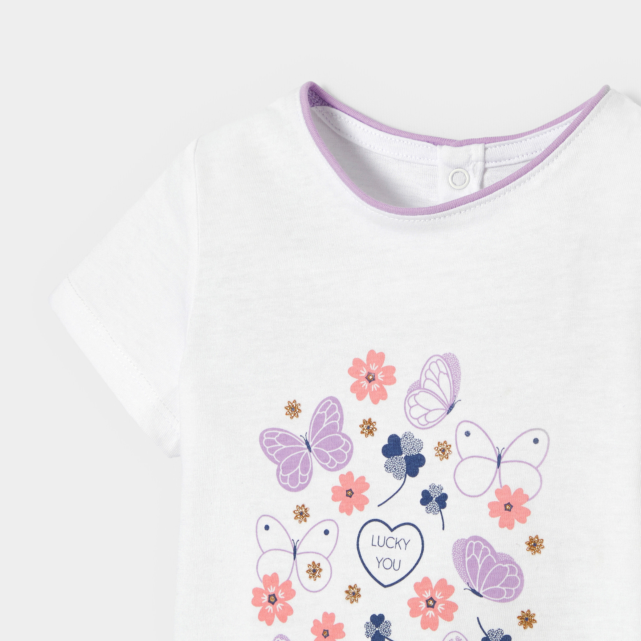 T-shirt blanc motif coloré bébé fille - Violet Iris