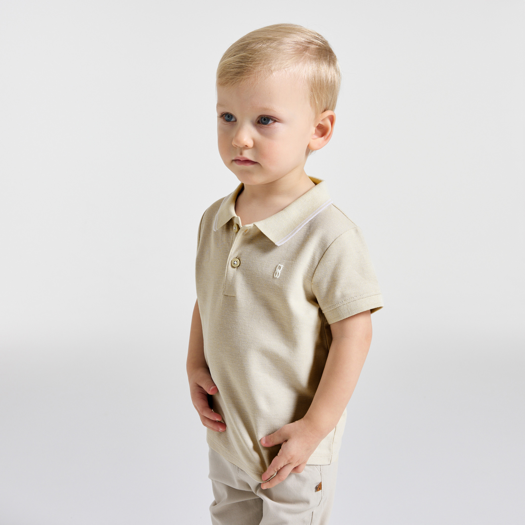 Polo bleu bébé garçon - Beige Tres Clair