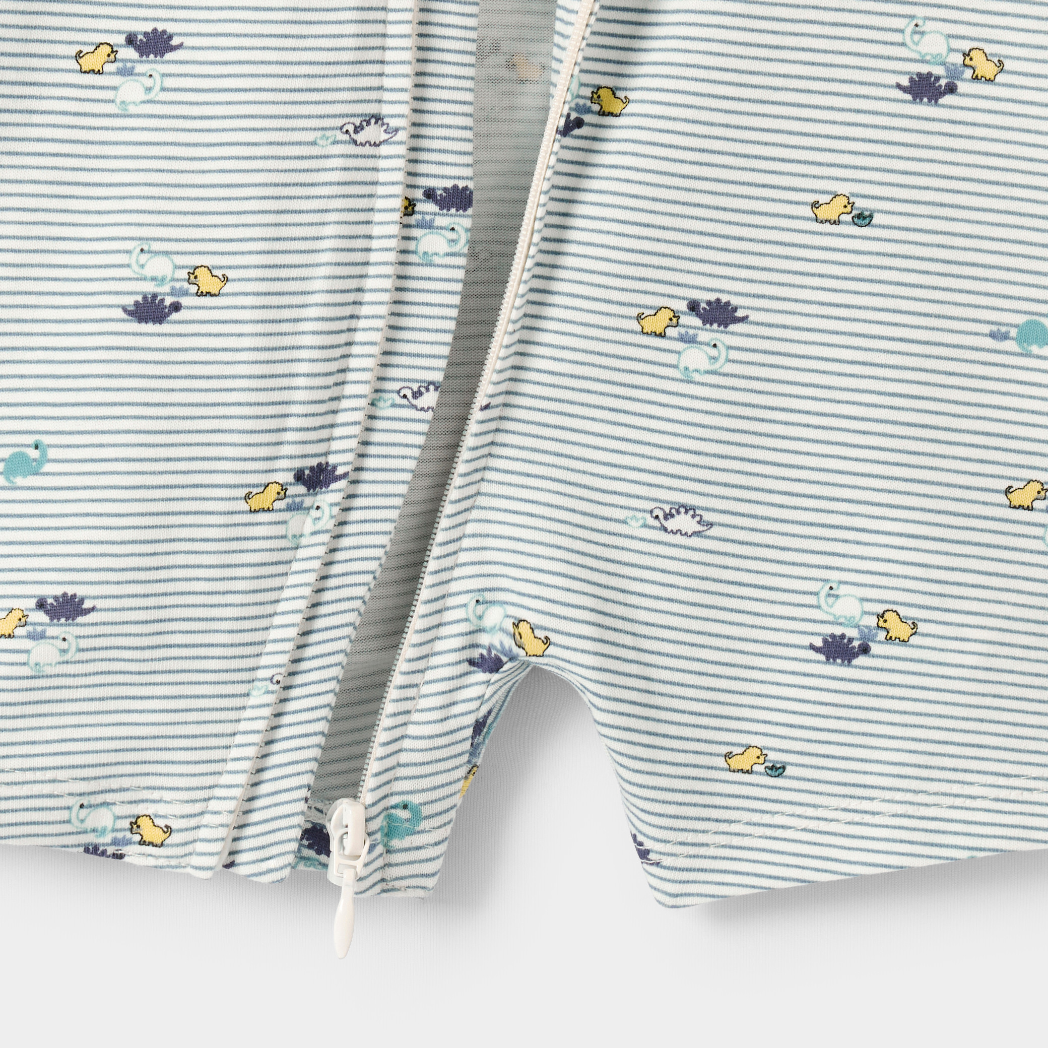 Combi courte rayée dinosaures bébé garçon bleue - Rayures bleu