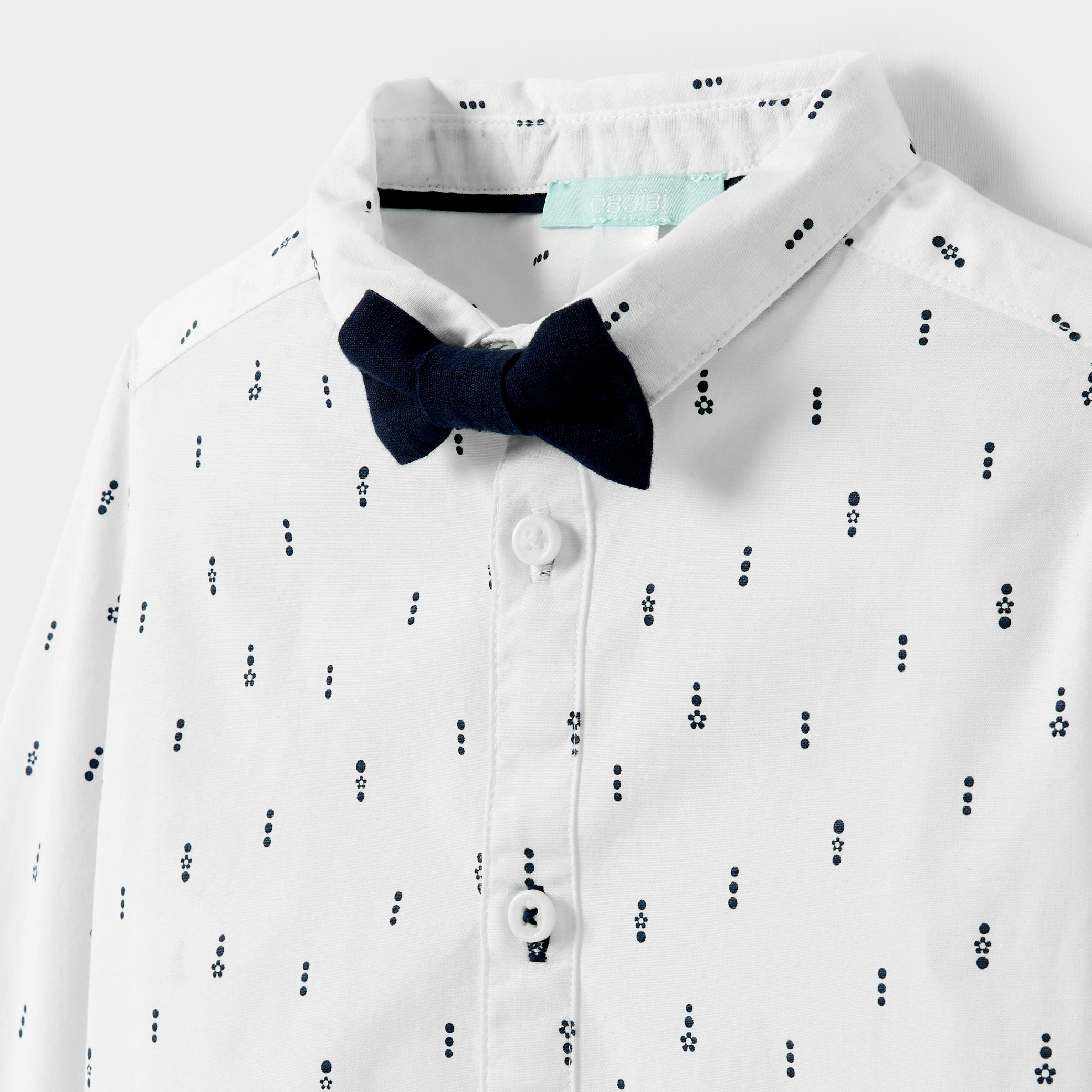Chemise blanche bébé garçon - Imprimé bleu