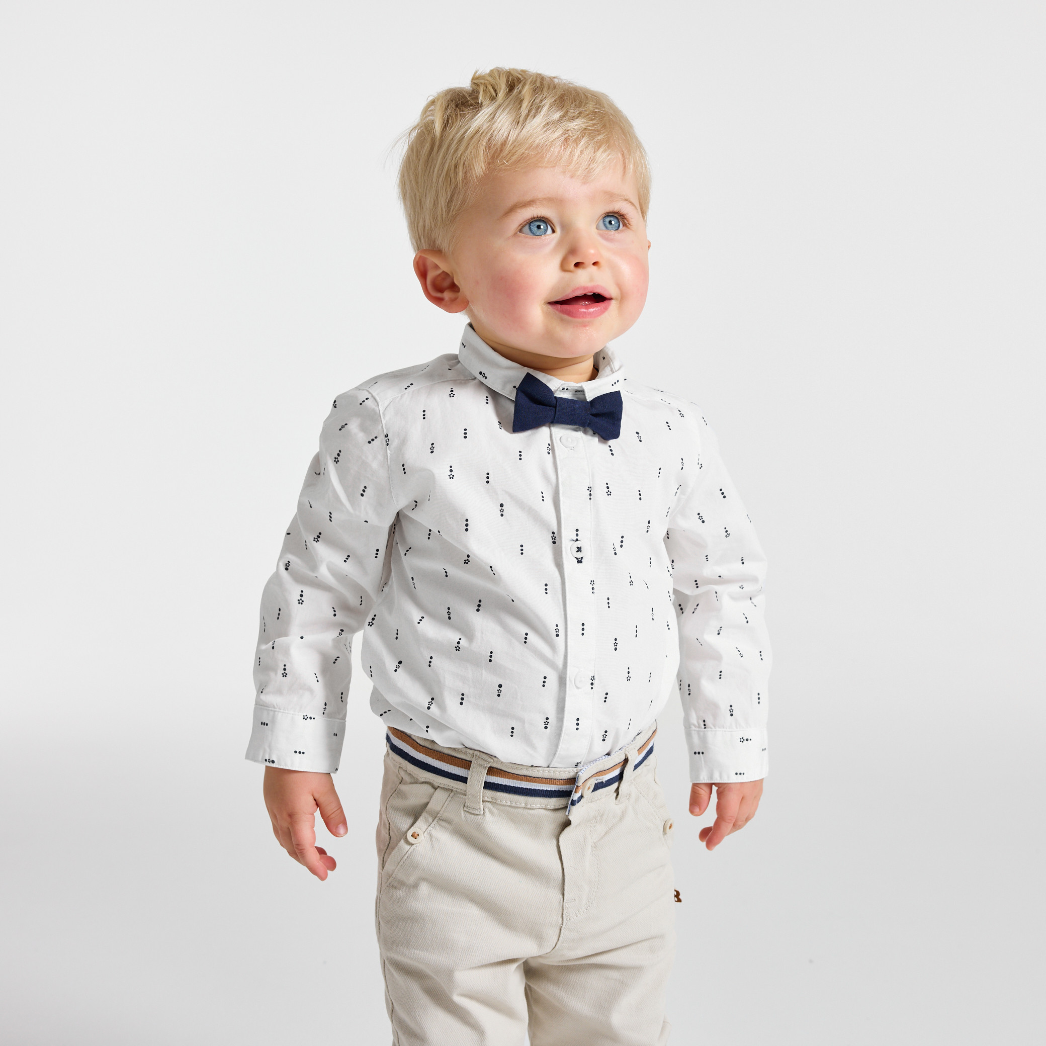 Chemise blanche bébé garçon - Imprimé bleu