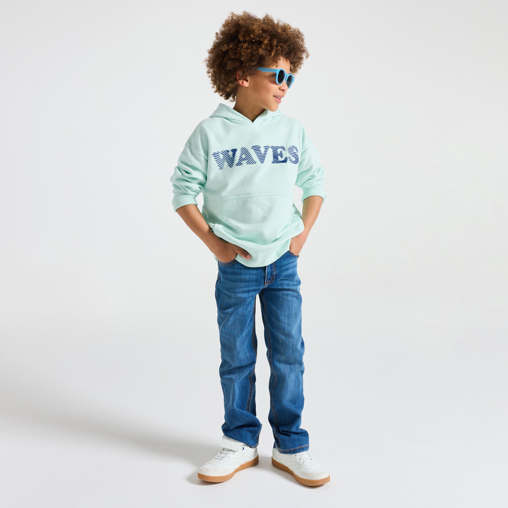 Sweat à capuche vert Garçon - Vert aqua