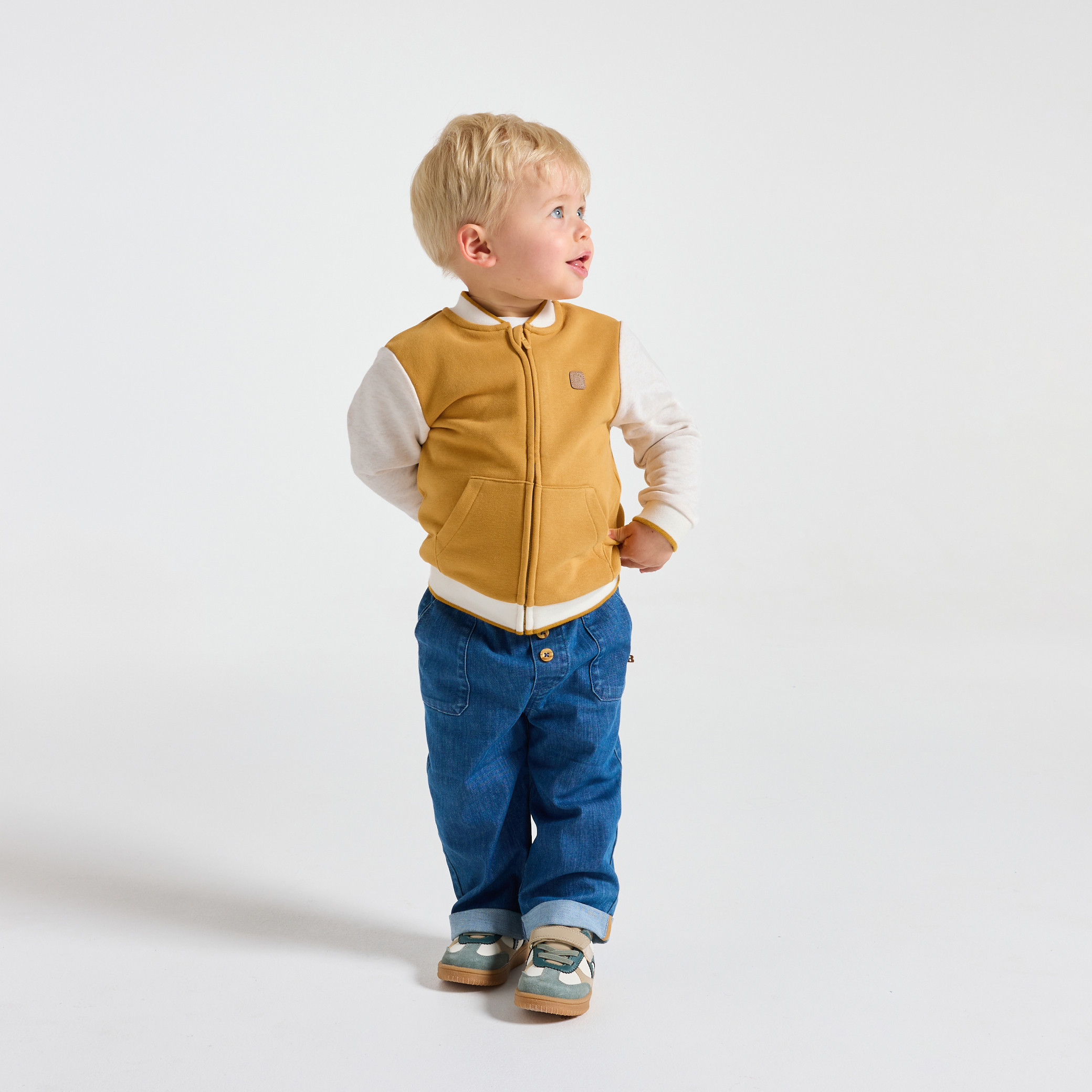 Sweat zippé jaune bébé garçon - Jaune Safran