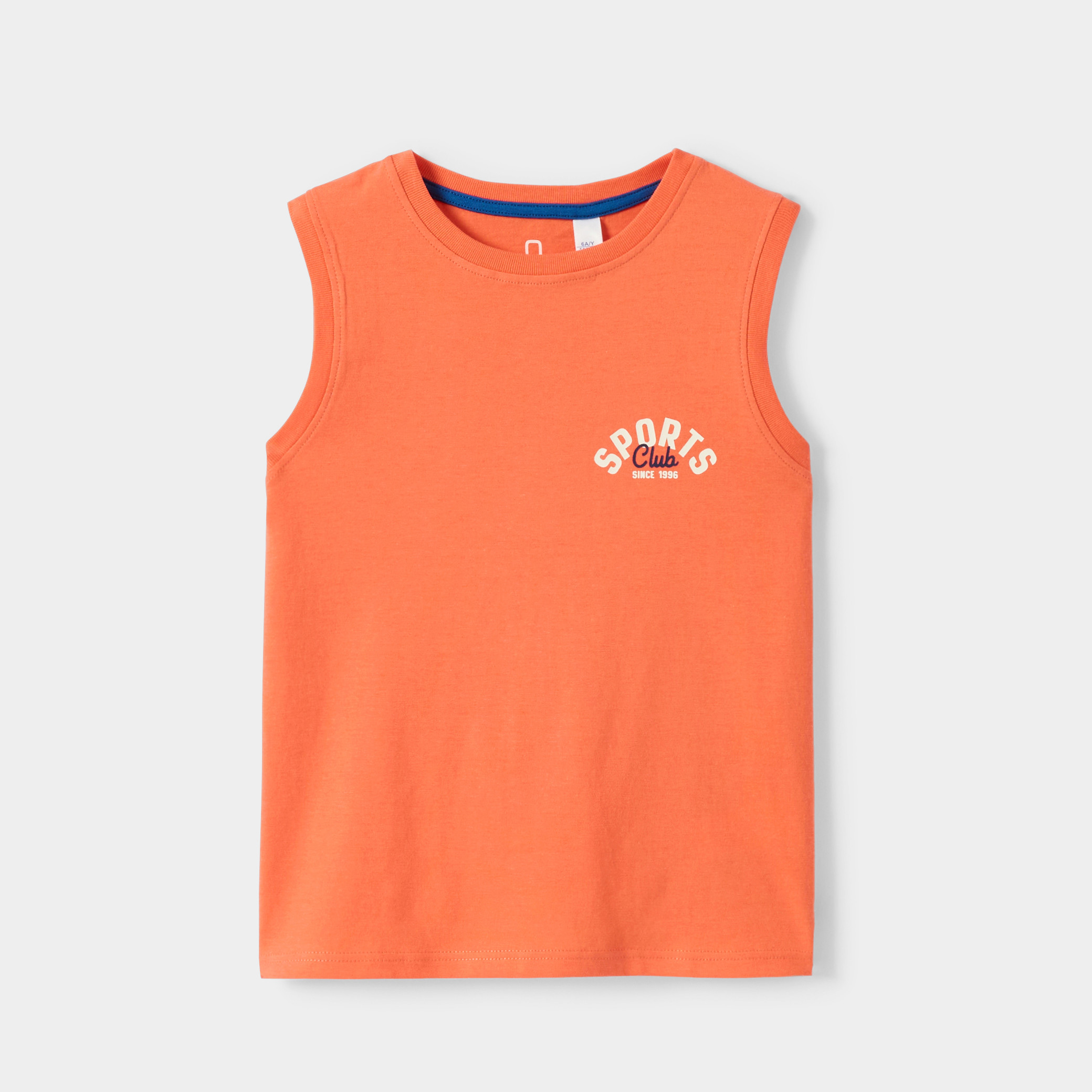 Débardeur bleu à motif garçon - Orange paprika