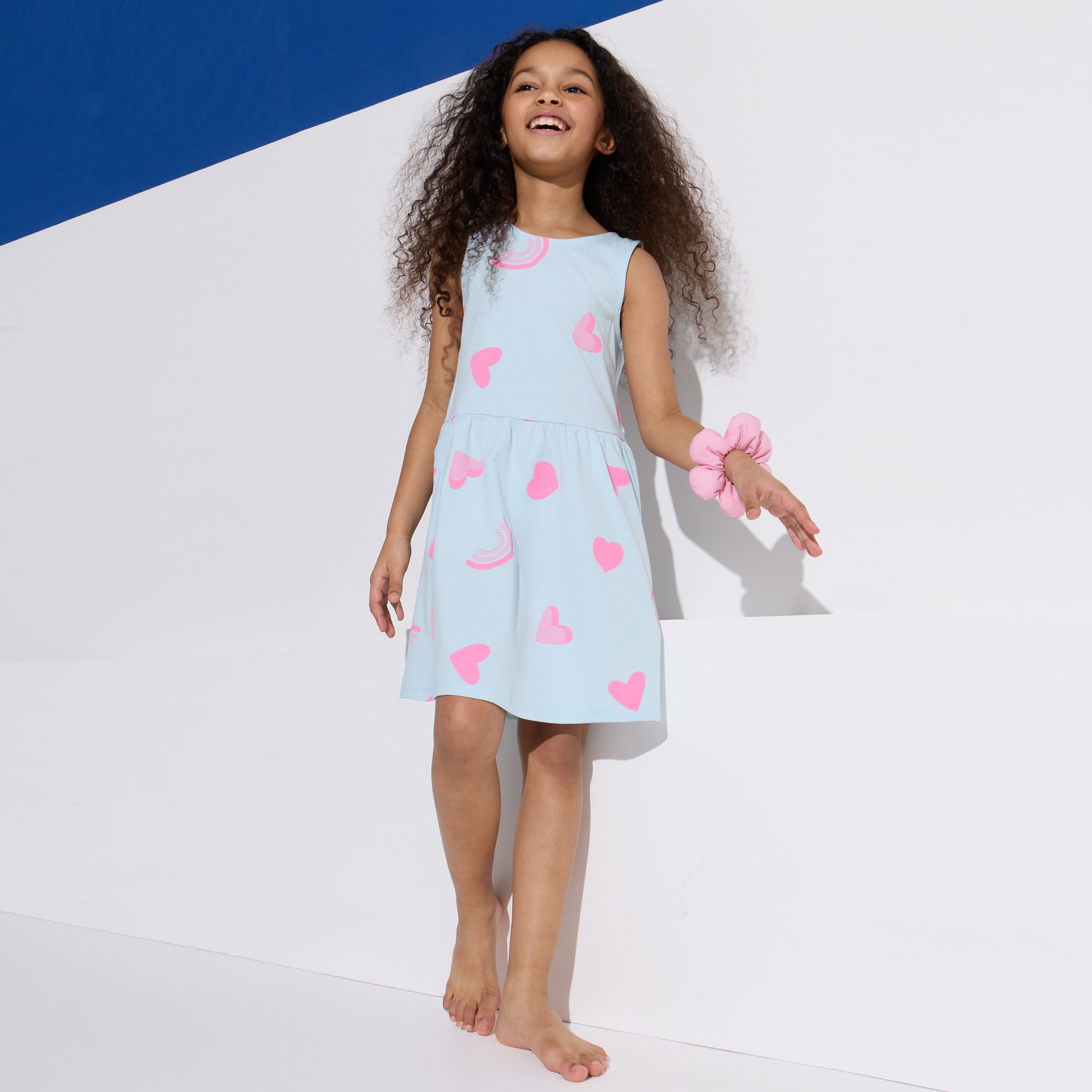 Robe bleue à motif fille - Imprimé bleu