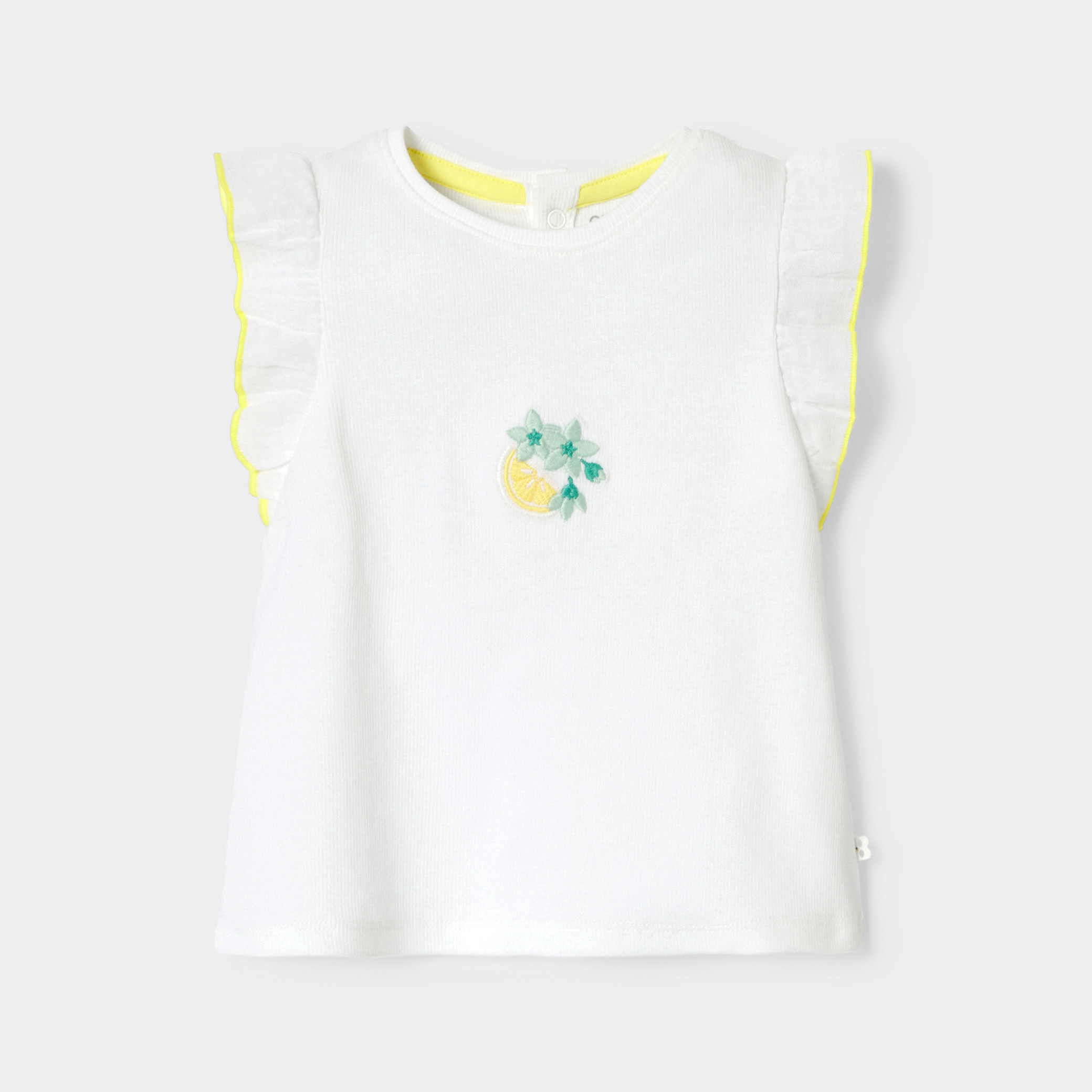 T-shirt blanc à motif bébé fille - Lime Clair