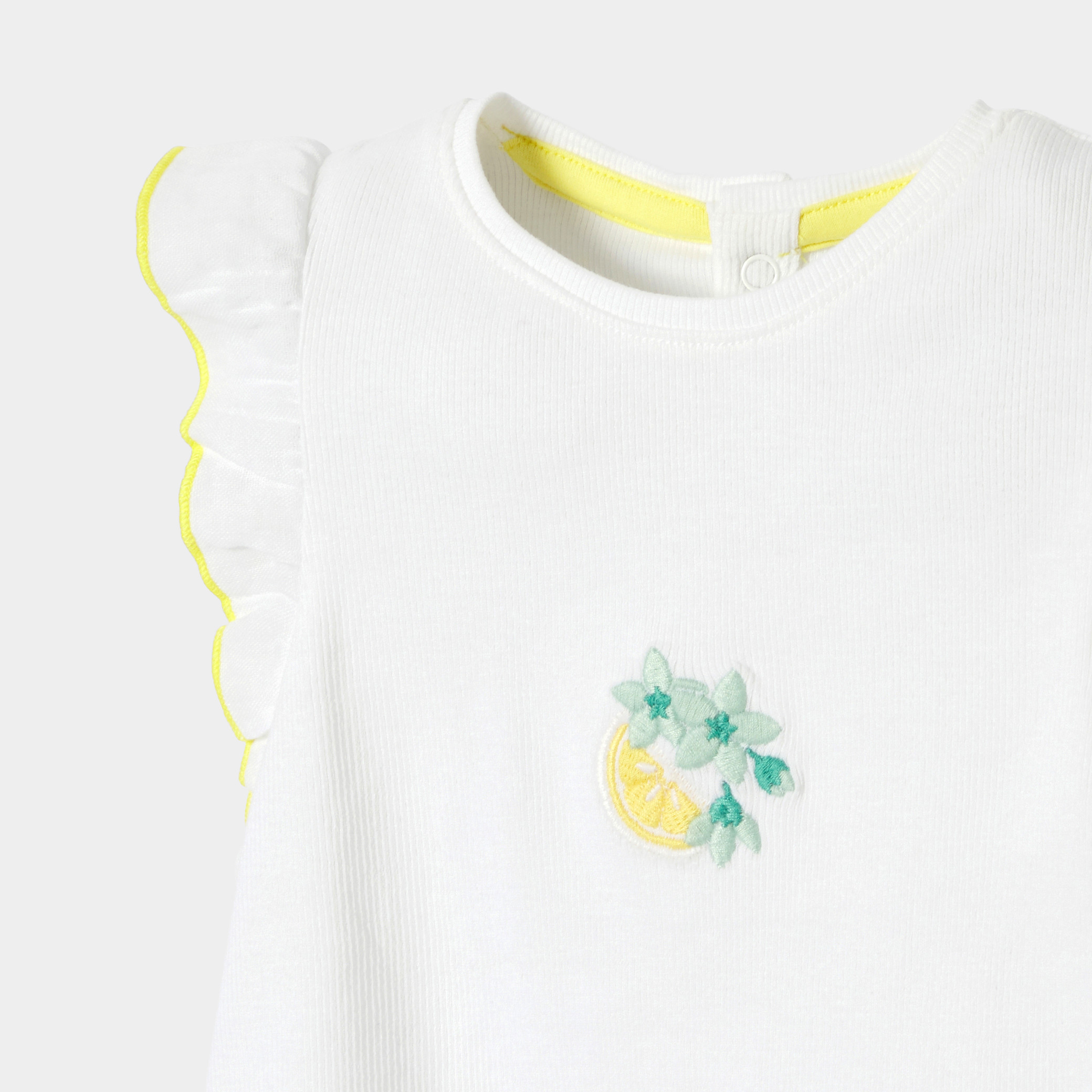 T-shirt blanc à motif bébé fille - Lime Clair